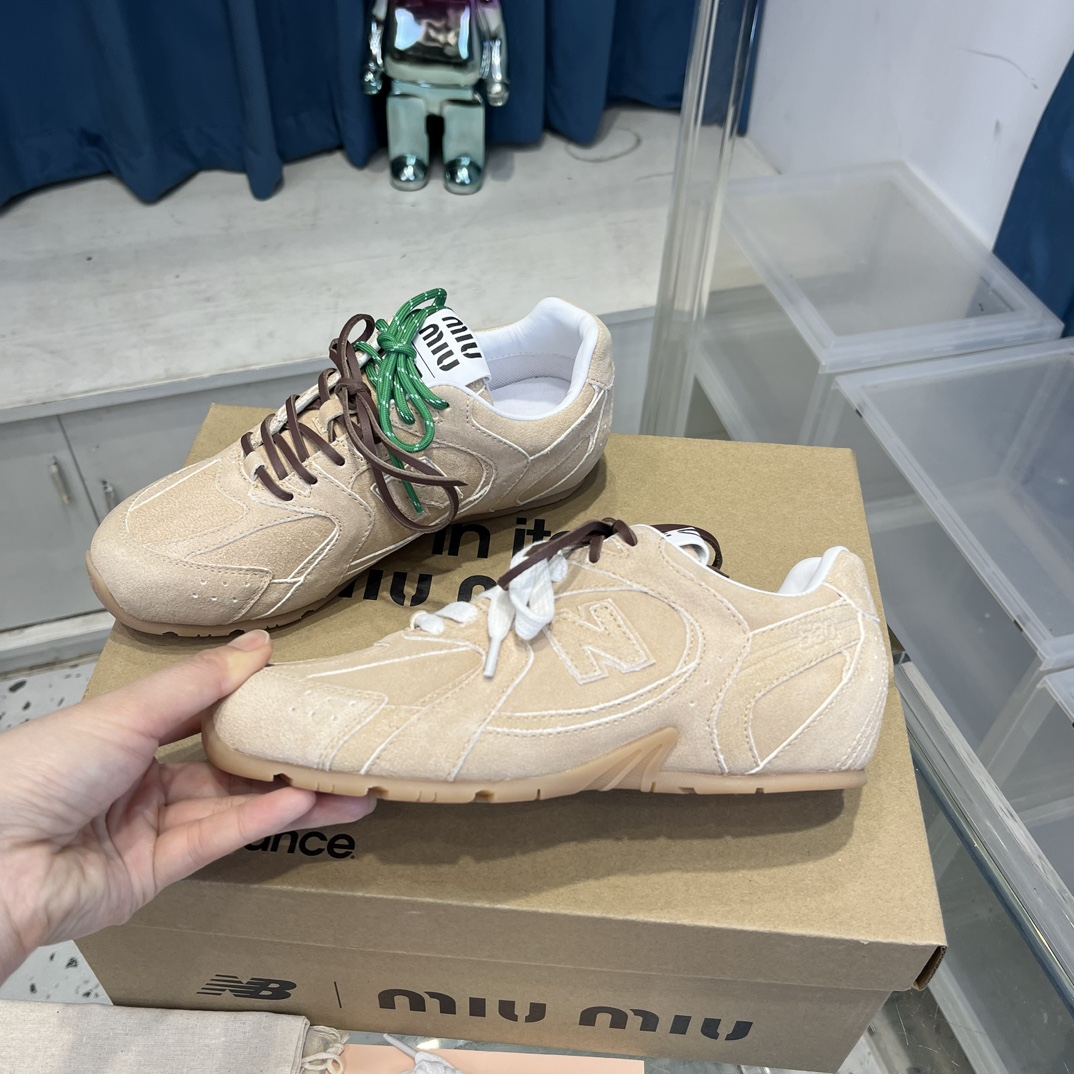 Miu Miu x New Balance 530 Suede Sneakers Beige