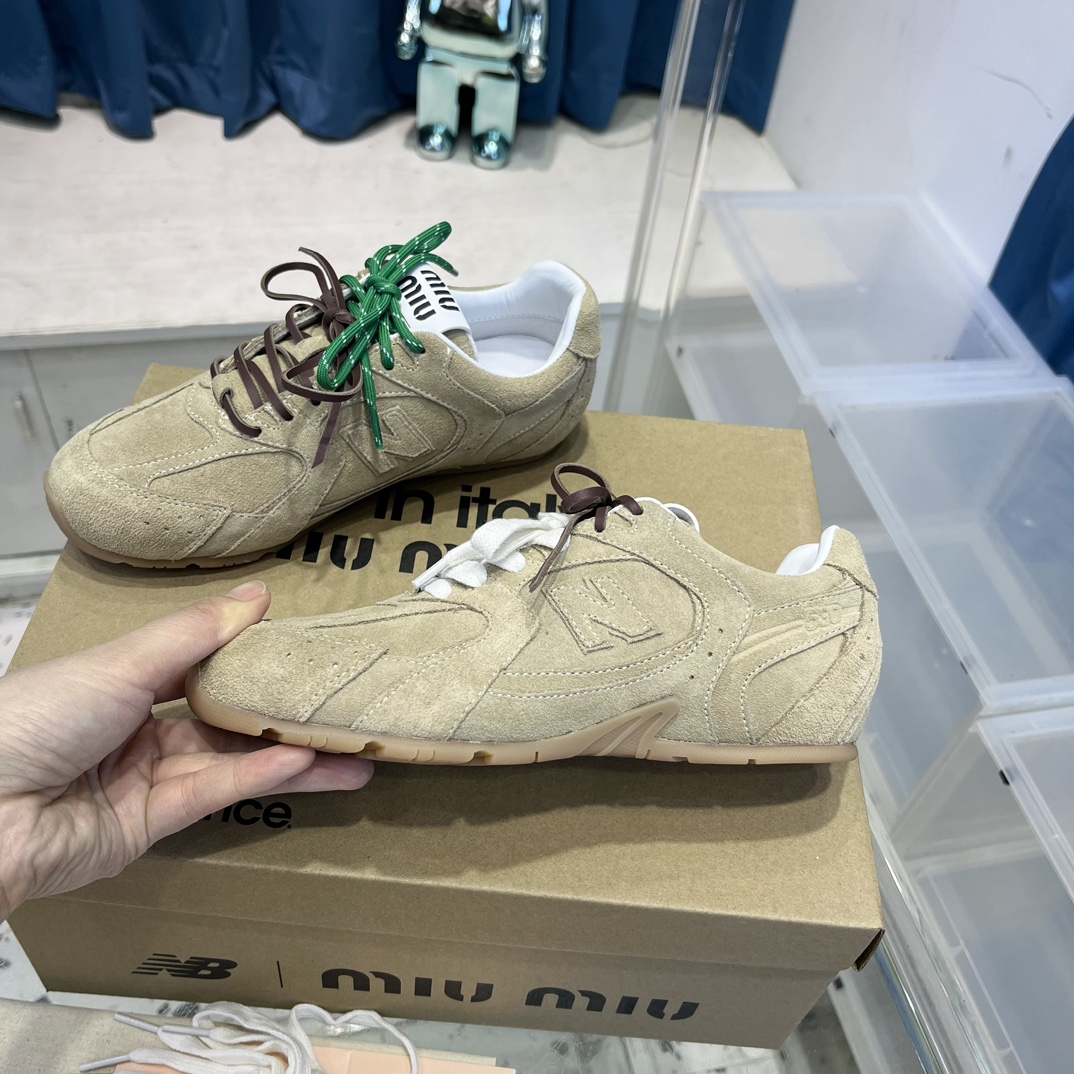 Miu Miu x New Balance 530 Suede Sneakers Beige