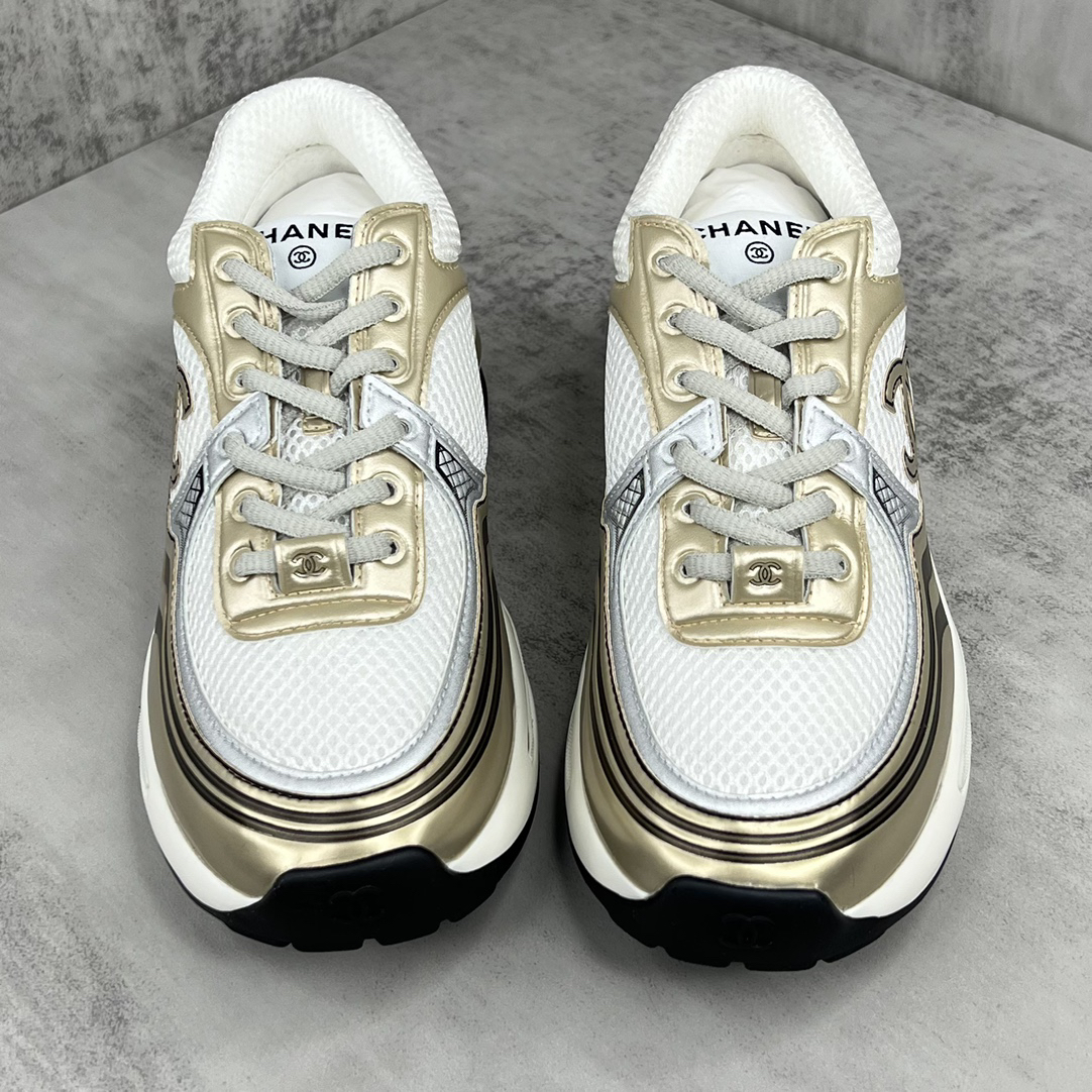 Chanel Mesh Panel Sneakers Gold