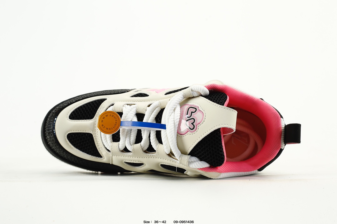 Louis Vuitton Trainer Low Sneakers Black White Pink