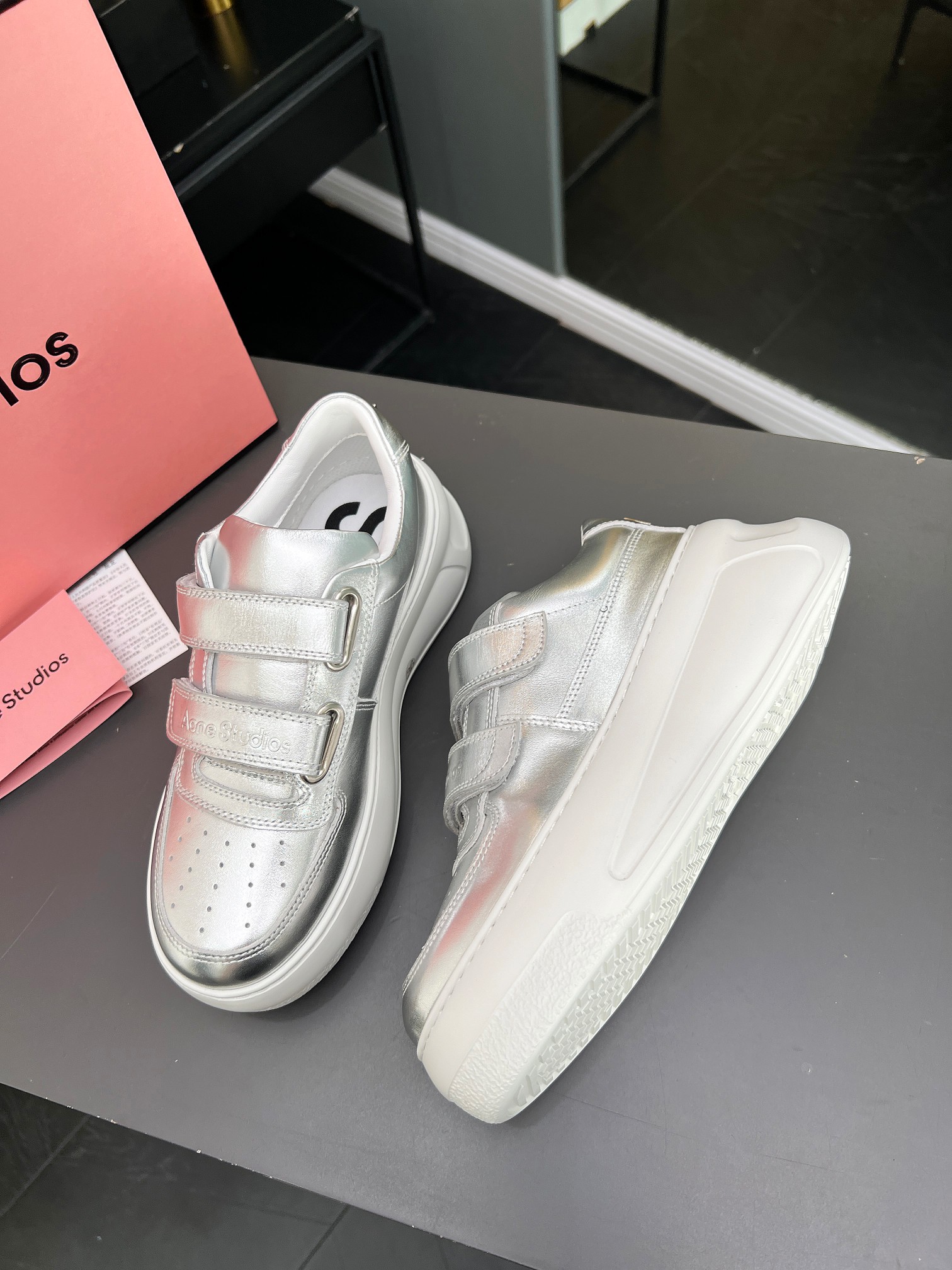 Acne Studios Velcro Platform Sneakers Silver