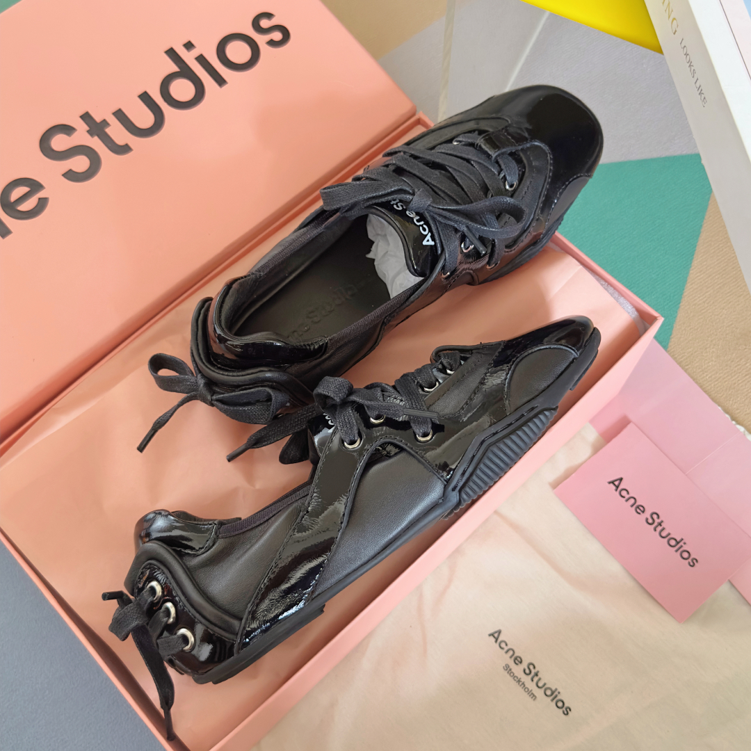 Acne Studios Lace-Up Ballet Sneakers Black