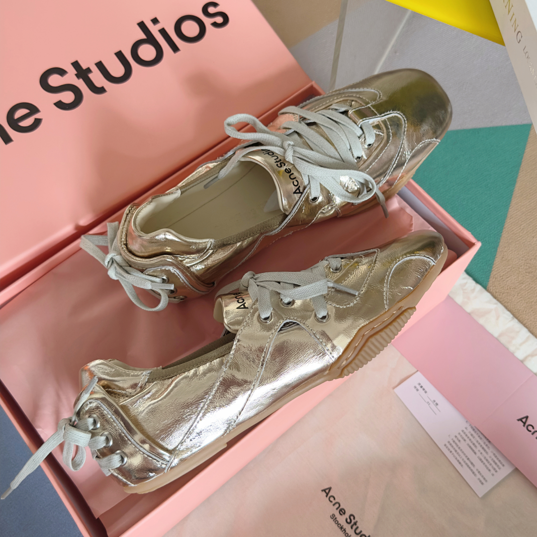 Acne Studios Lace-Up Ballet Sneakers Silver