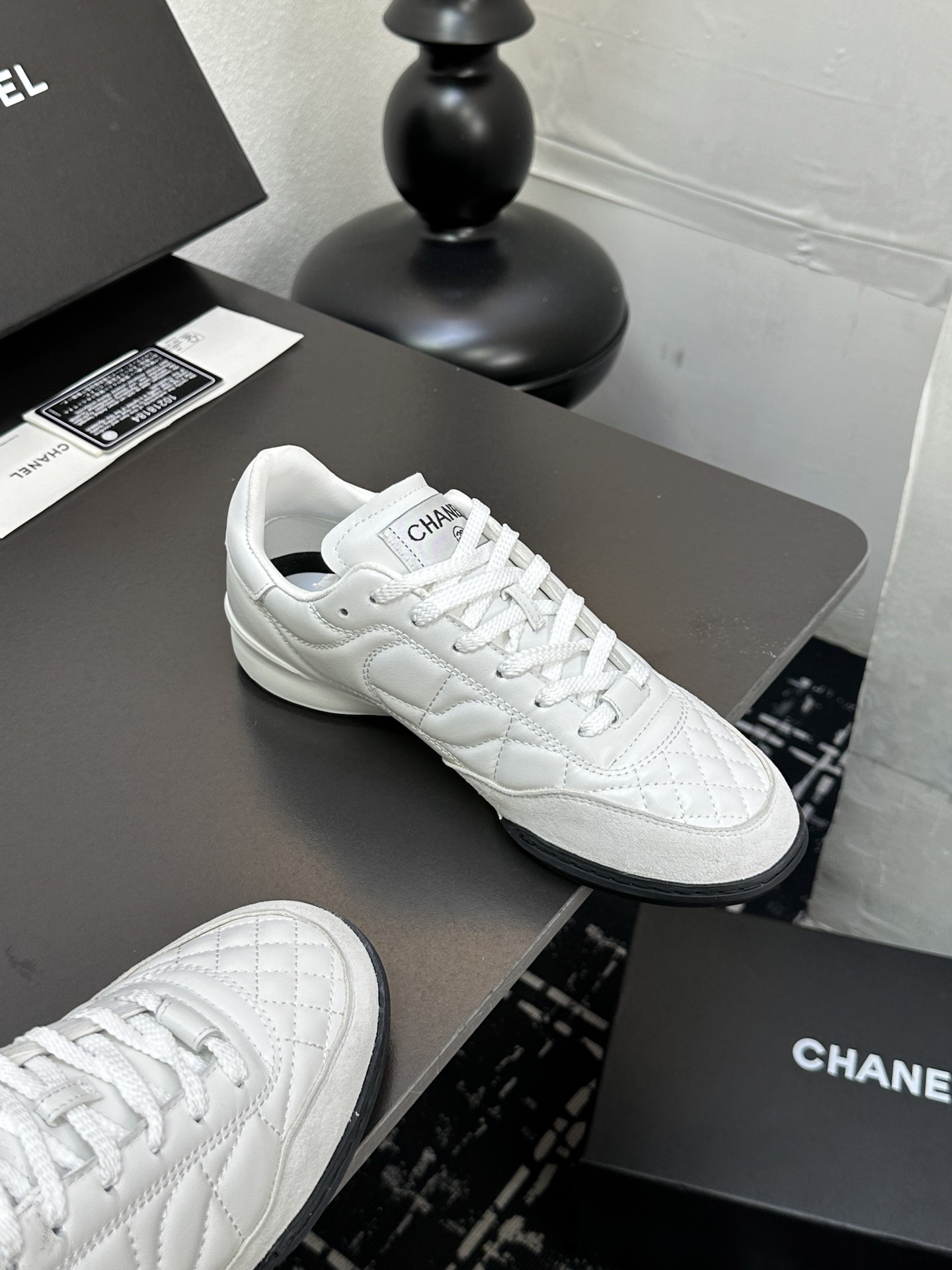 Chanel Quilted Lambskin Sneakers White