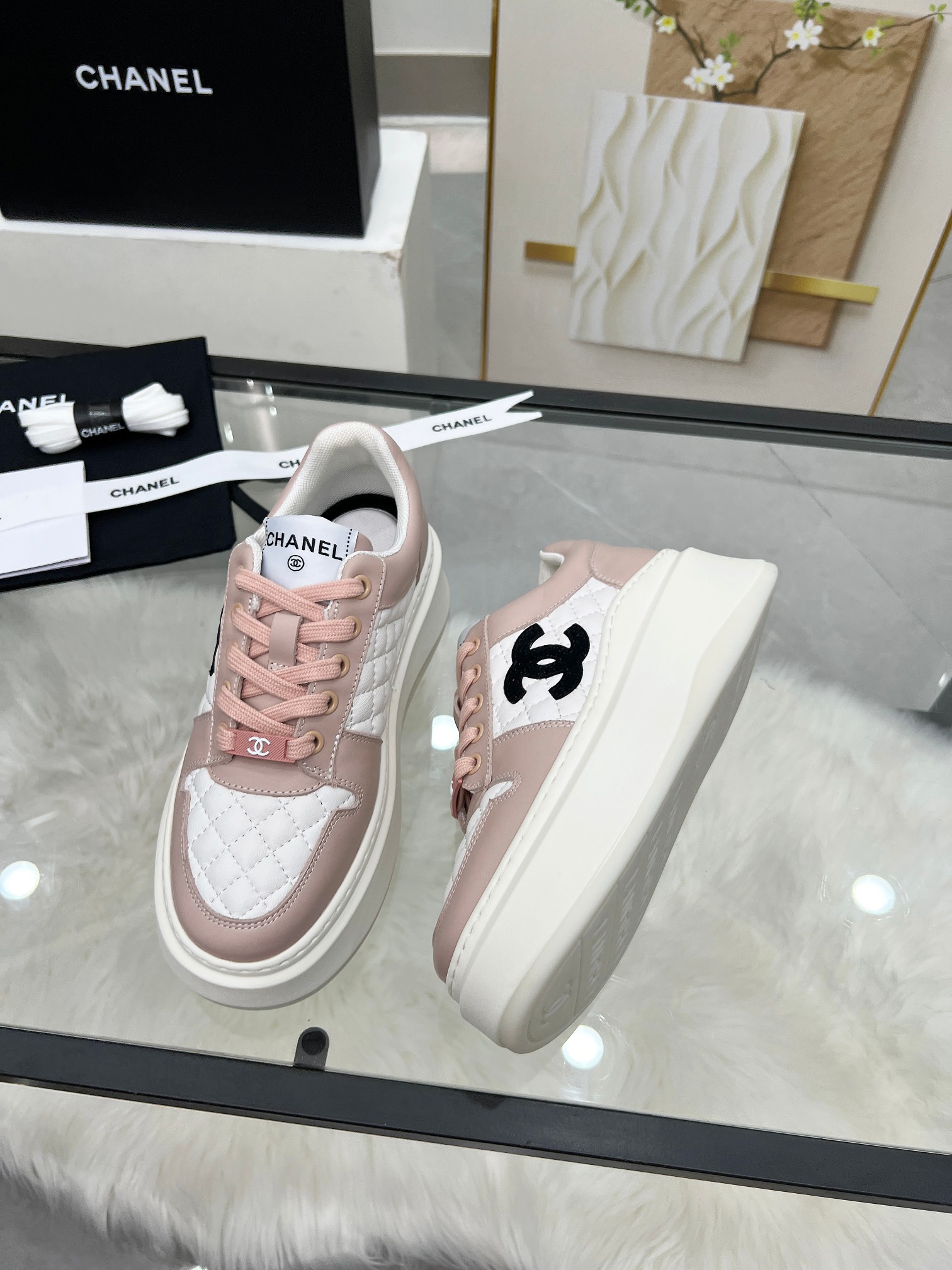 Chanel 25C Platform Sneakers Pink