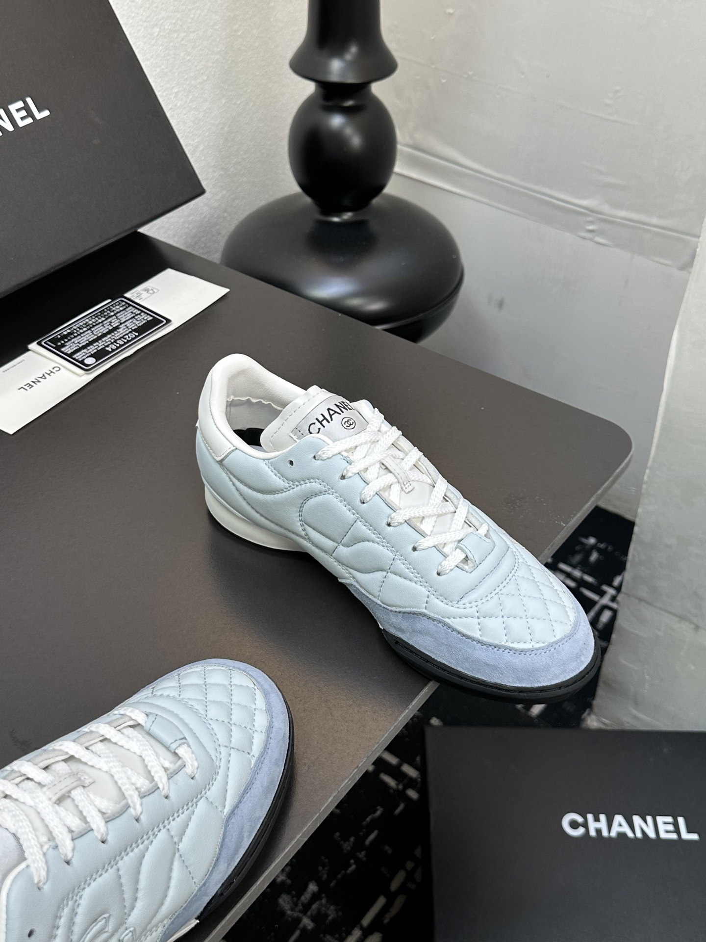 Chanel Quilted Leather Sneaker Light Blue