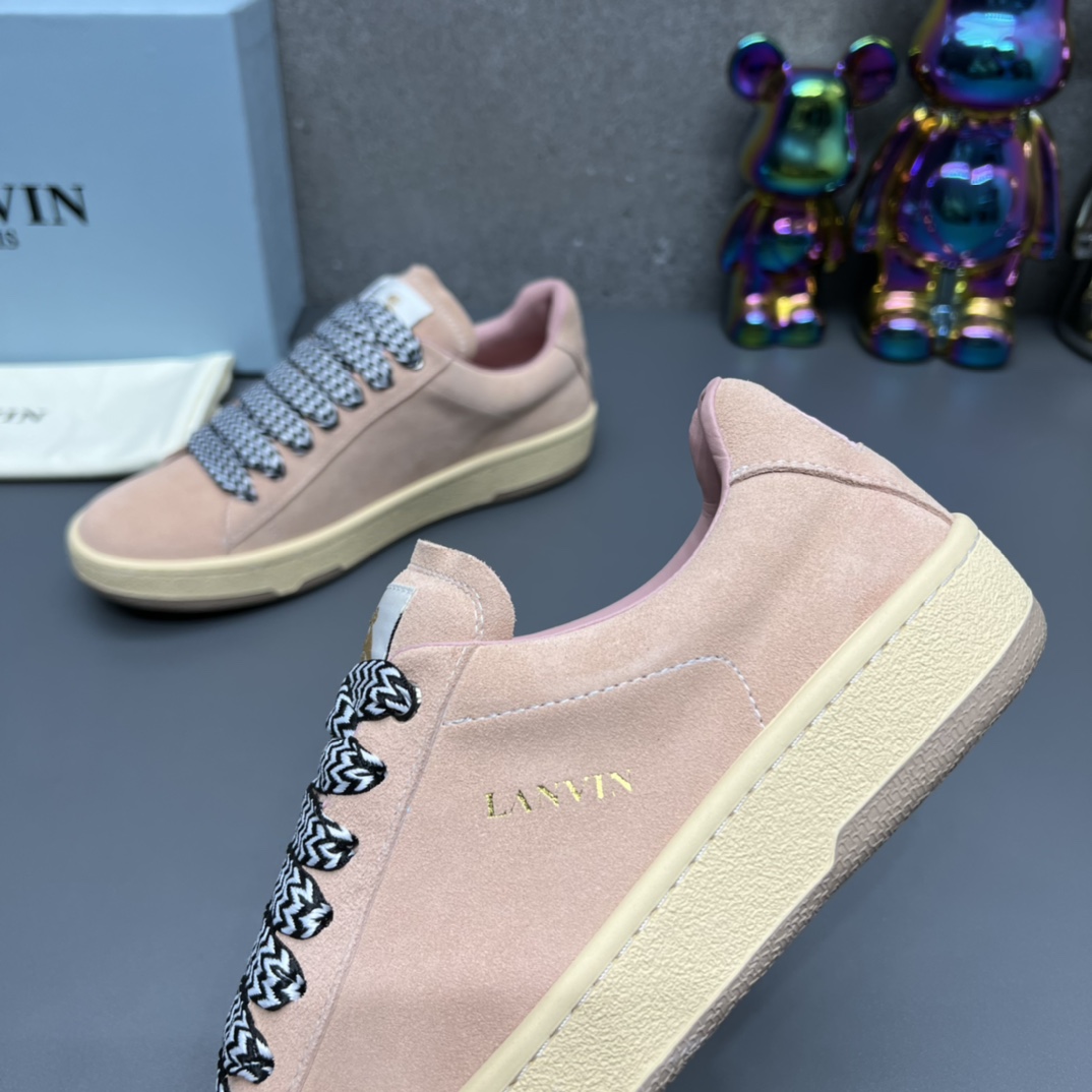Lanvin Suede Low-Top Sneakers Beige