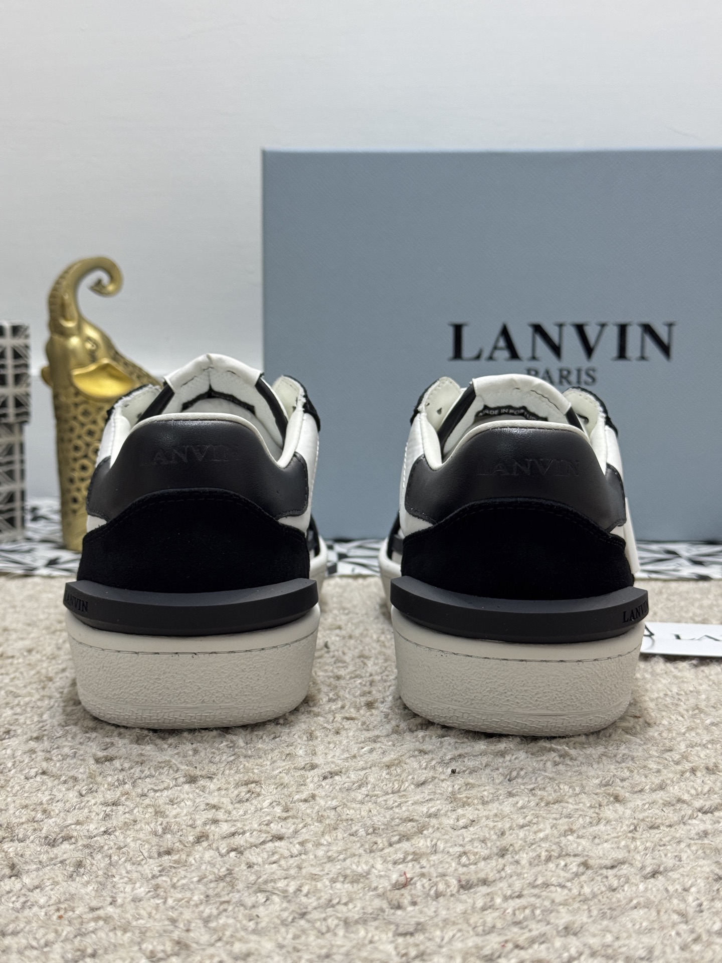 Lanvin Lace-Up Retro Sneakers Black/White