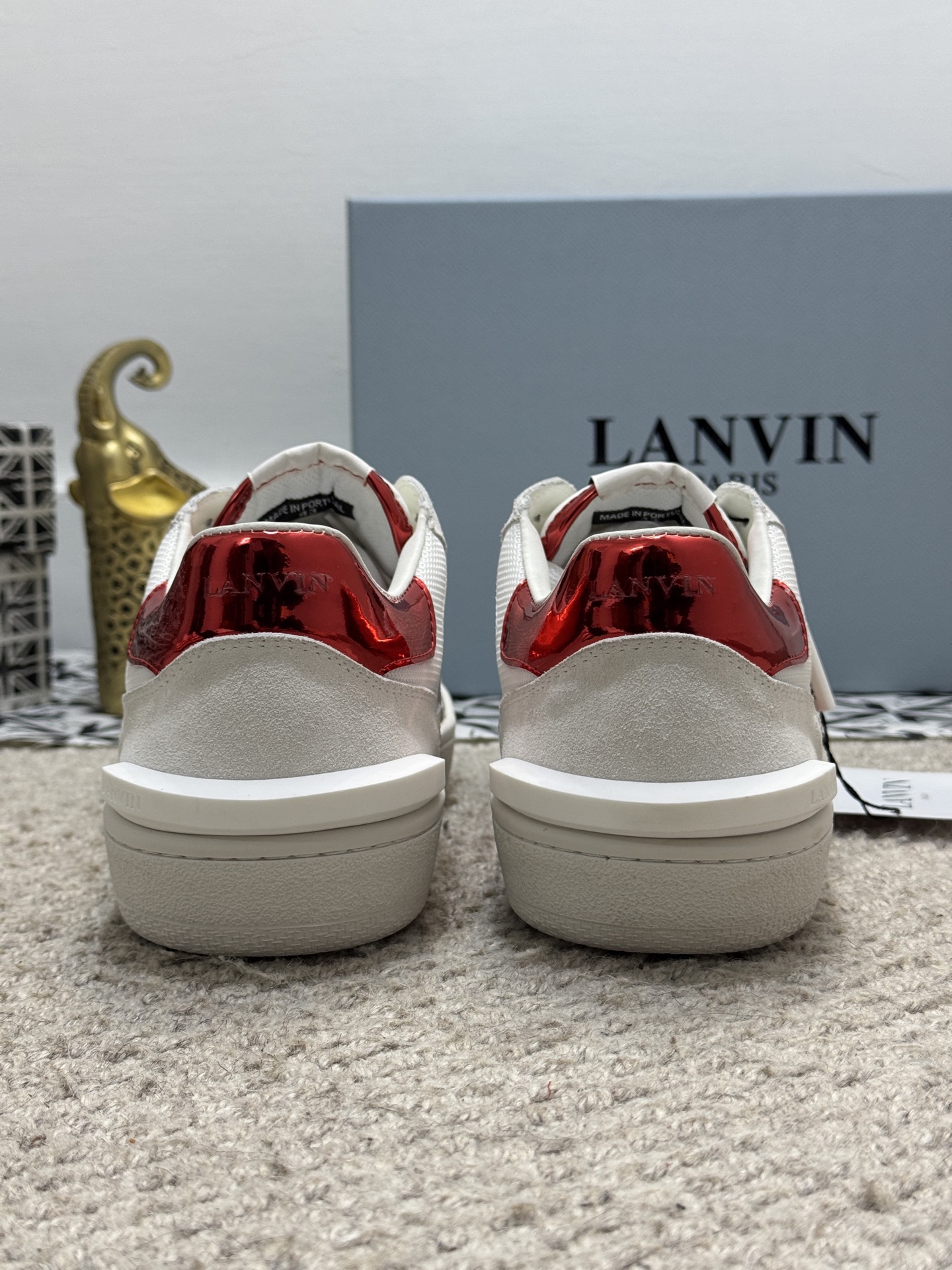 Lanvin Suede Panel Sneakers Red