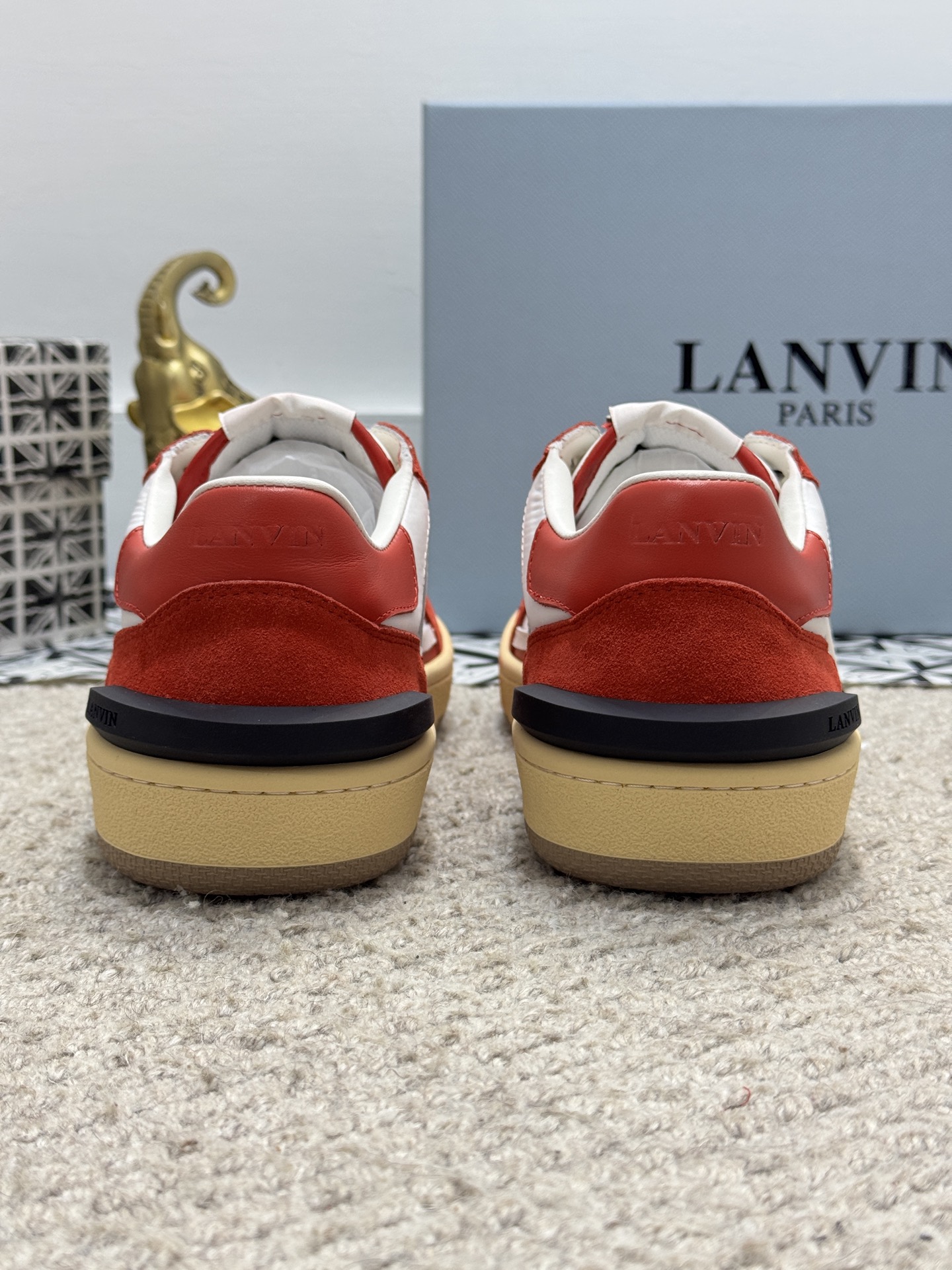 Lanvin Lace-Up Retro Sneakers Red/White