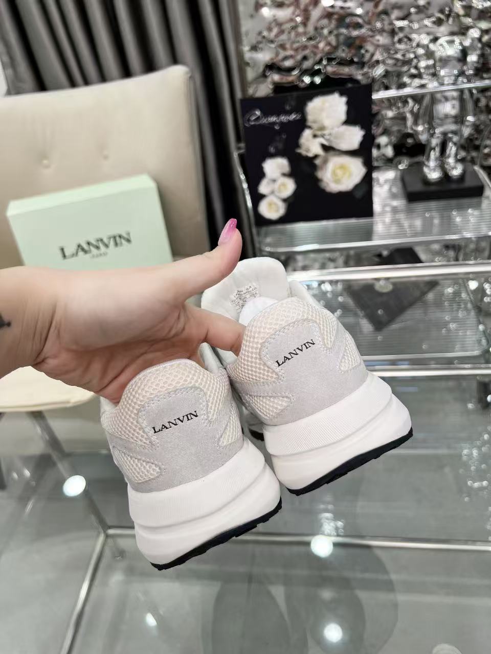 Lanvin Clay Mesh Runner Sneakers White