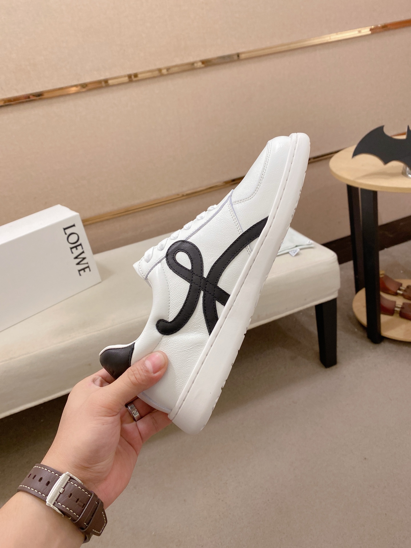 Loewe Leather Trainer Sneaker White/Black