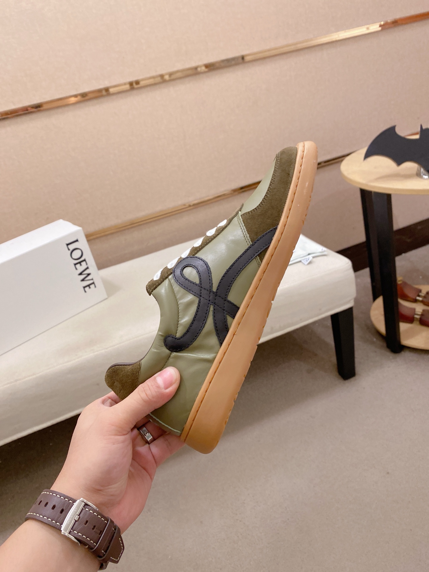 Loewe Leather Low-Top Trainers Green