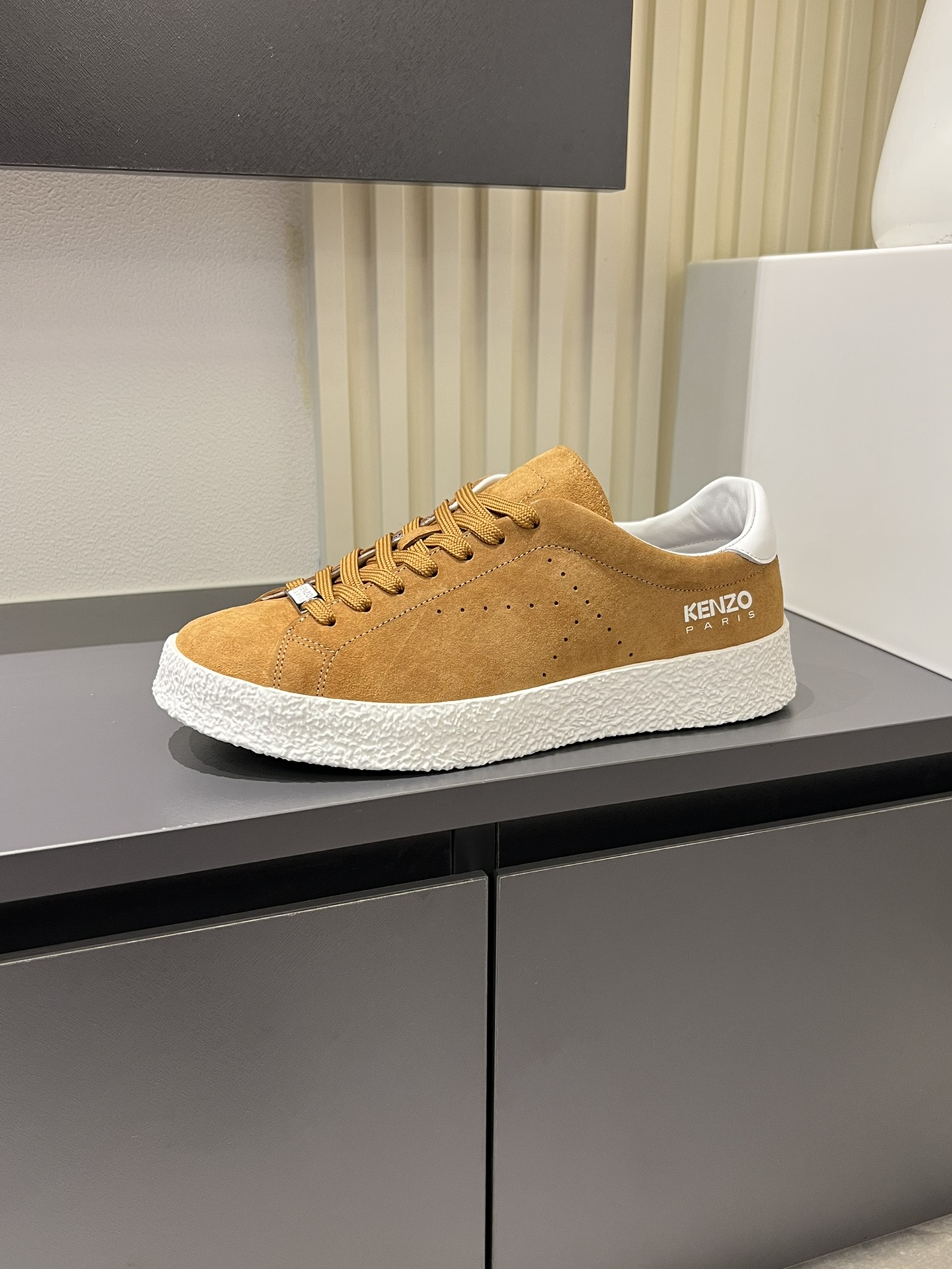 Kenzo Paris Suede Low-Top Sneakers Tan