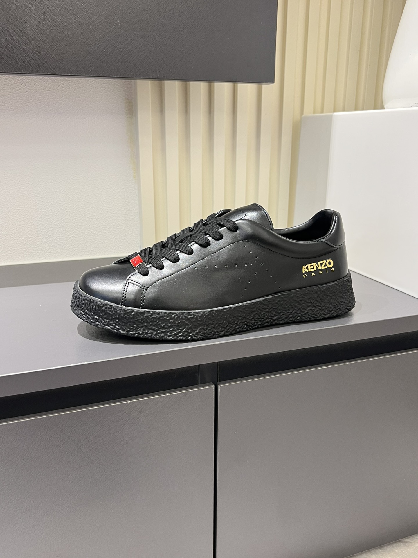 Kenzo Paris Laser Perforated Leather Sneakers Black