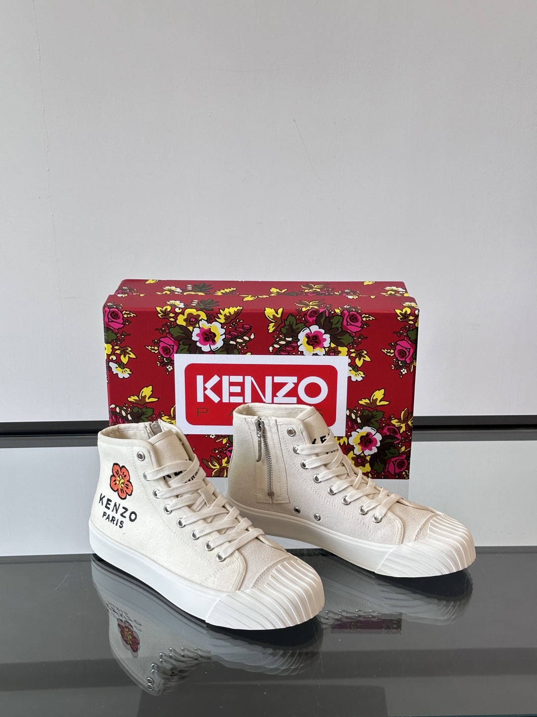 Kenzo Canvas High-Top Sneakers Beige