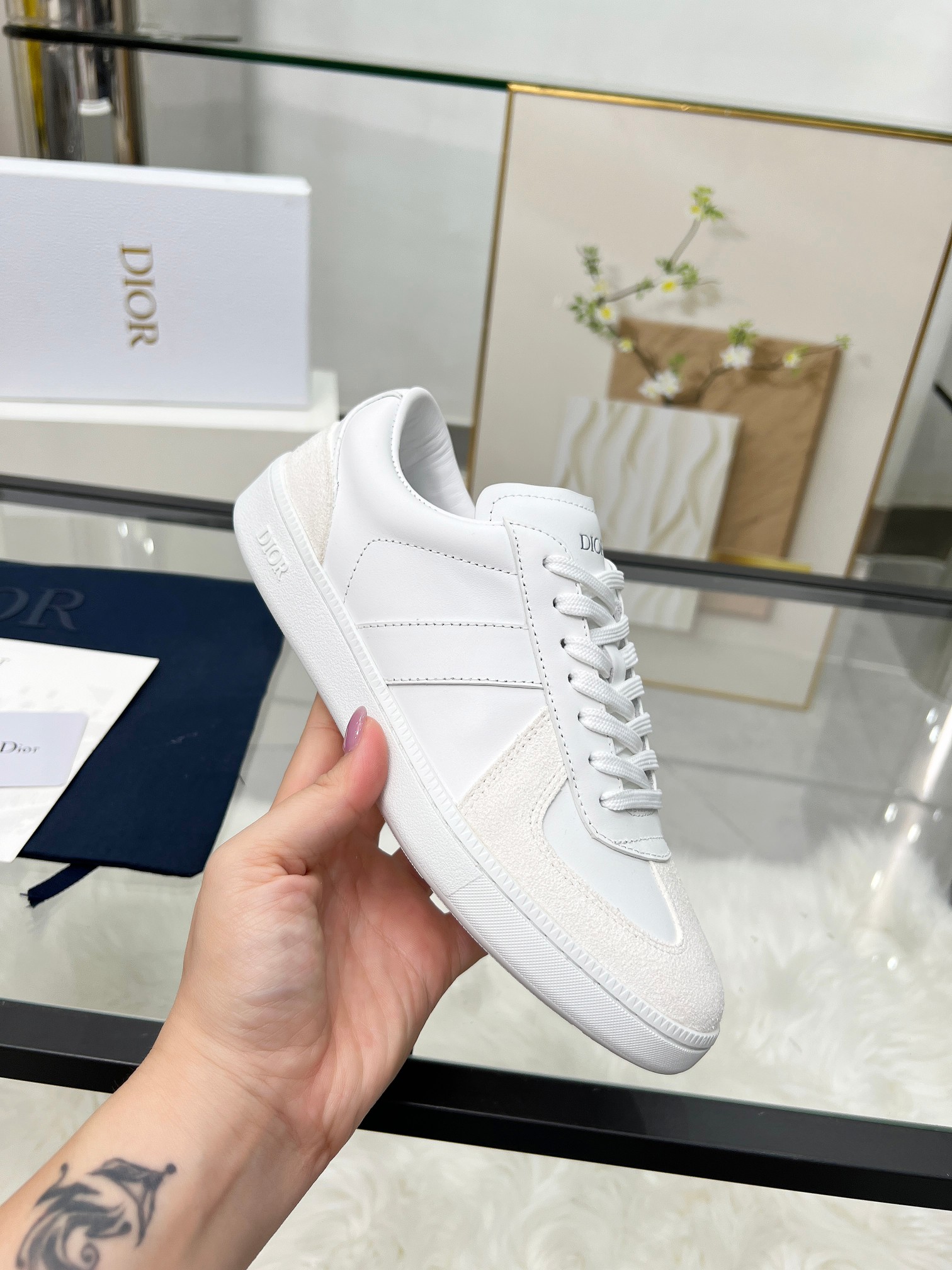 Dior B01 Leather Trainers White