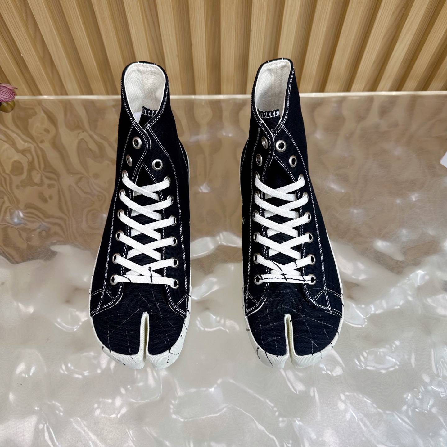 Maison Margiela MM6 Tabi Graffiti Canvas High-Top Sneakers Black