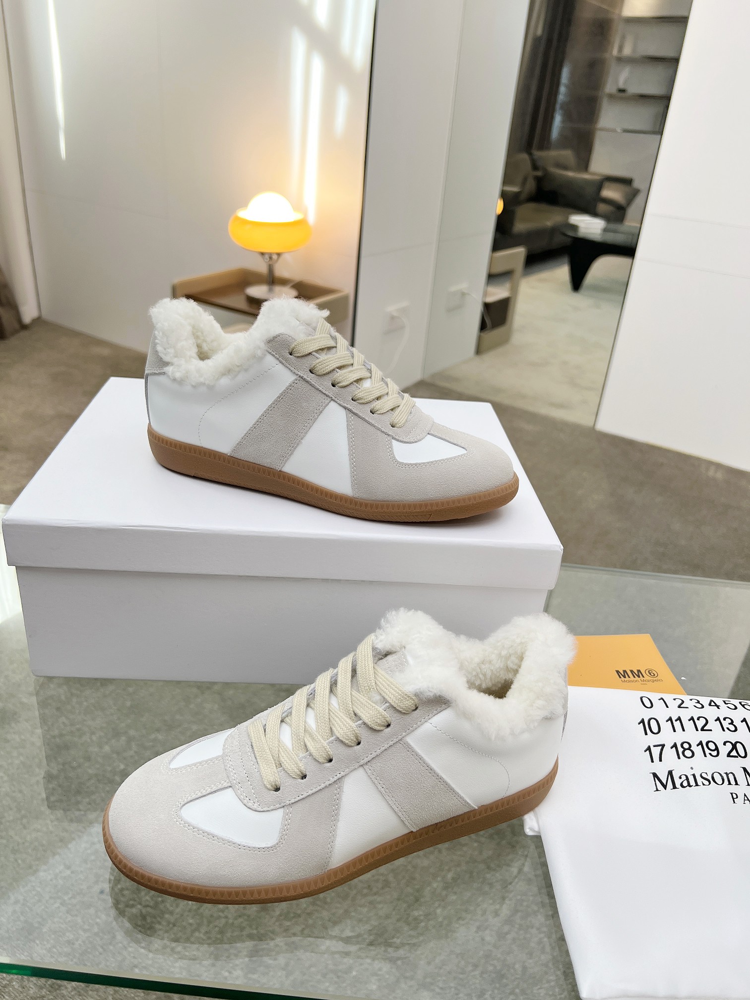MM6 Shearling GAT Sneakers White