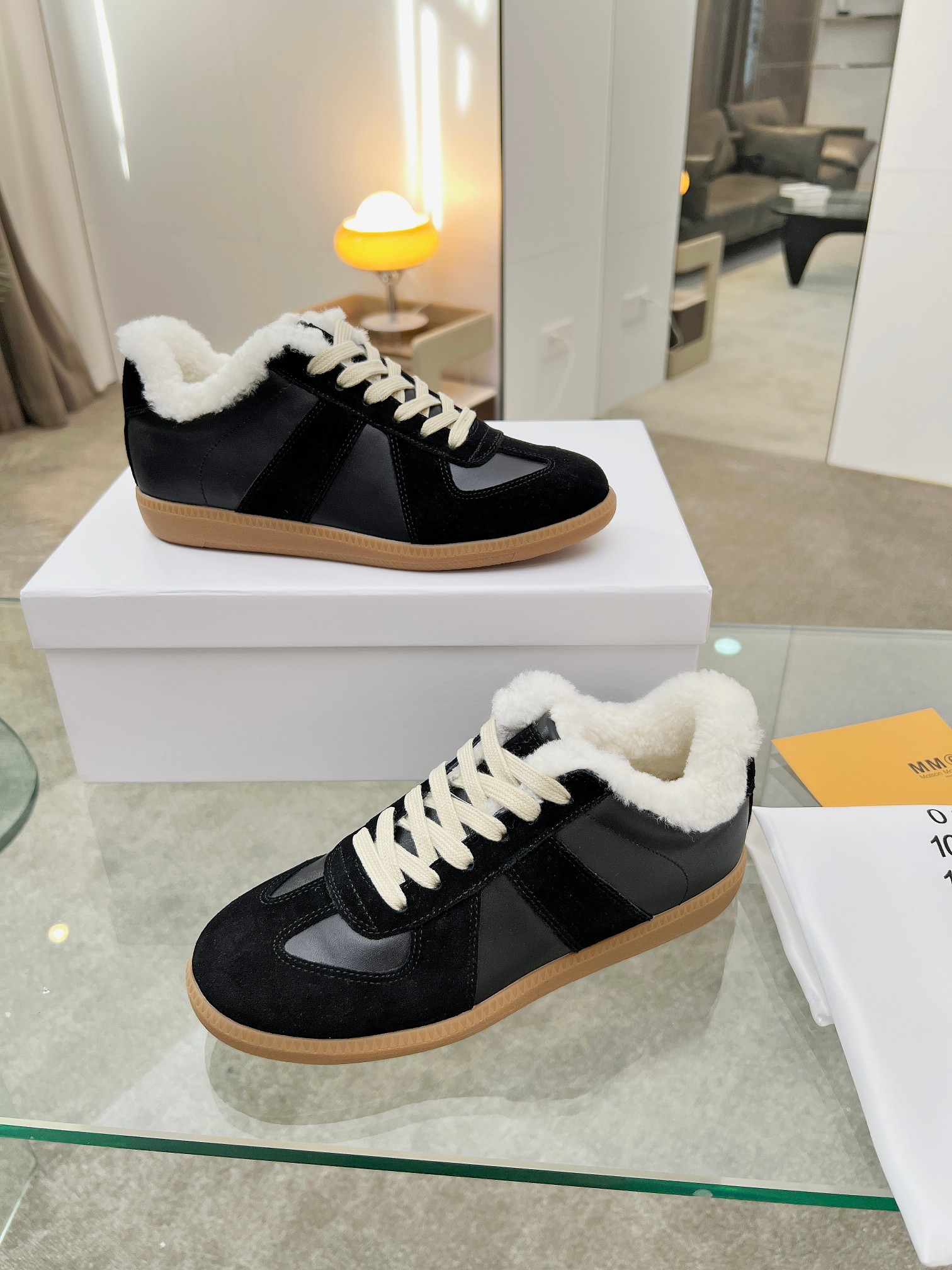 MM6 Shearling GAT Trainers Black