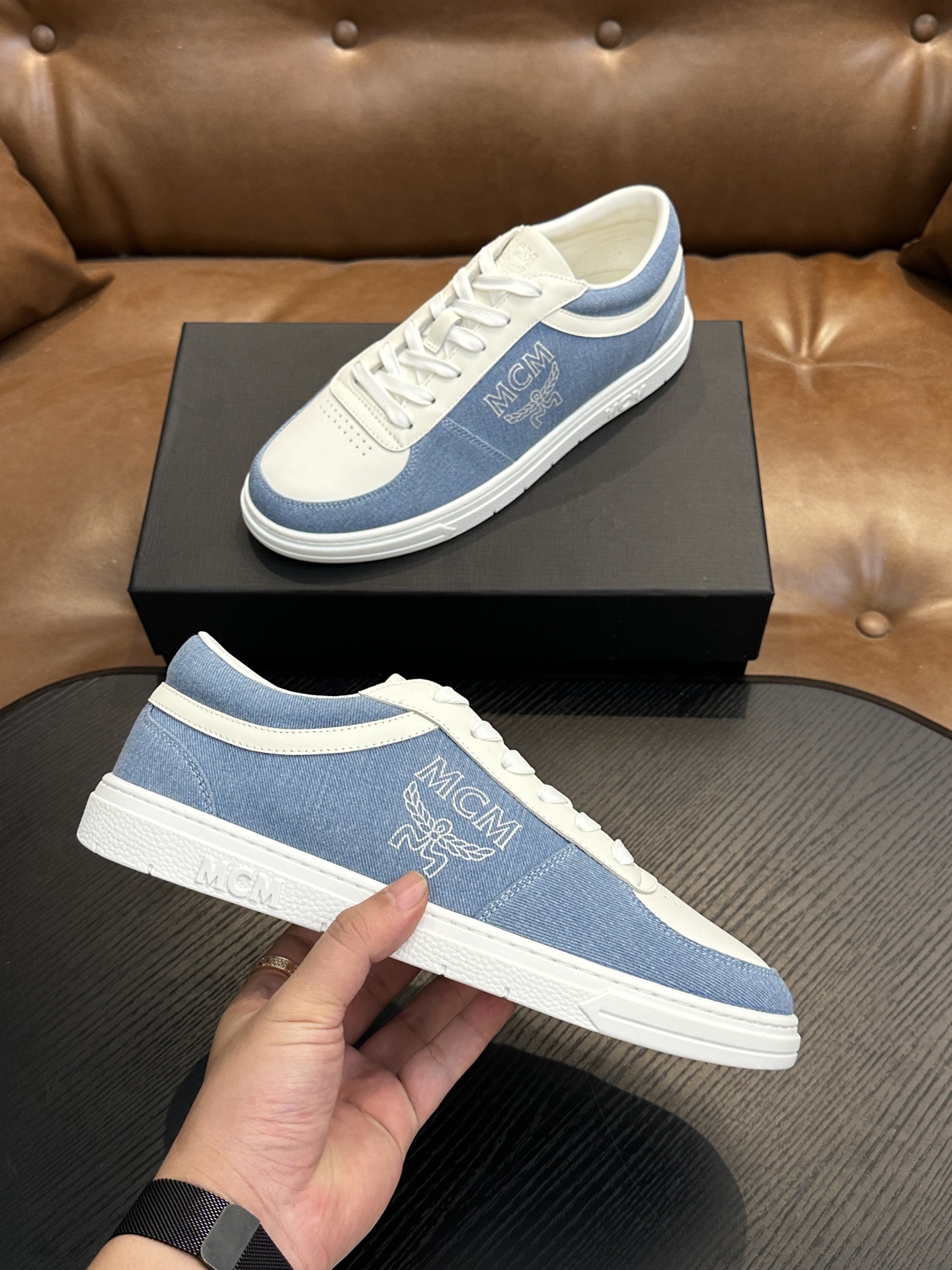 MCM Skystream Monogram Sneaker Blue