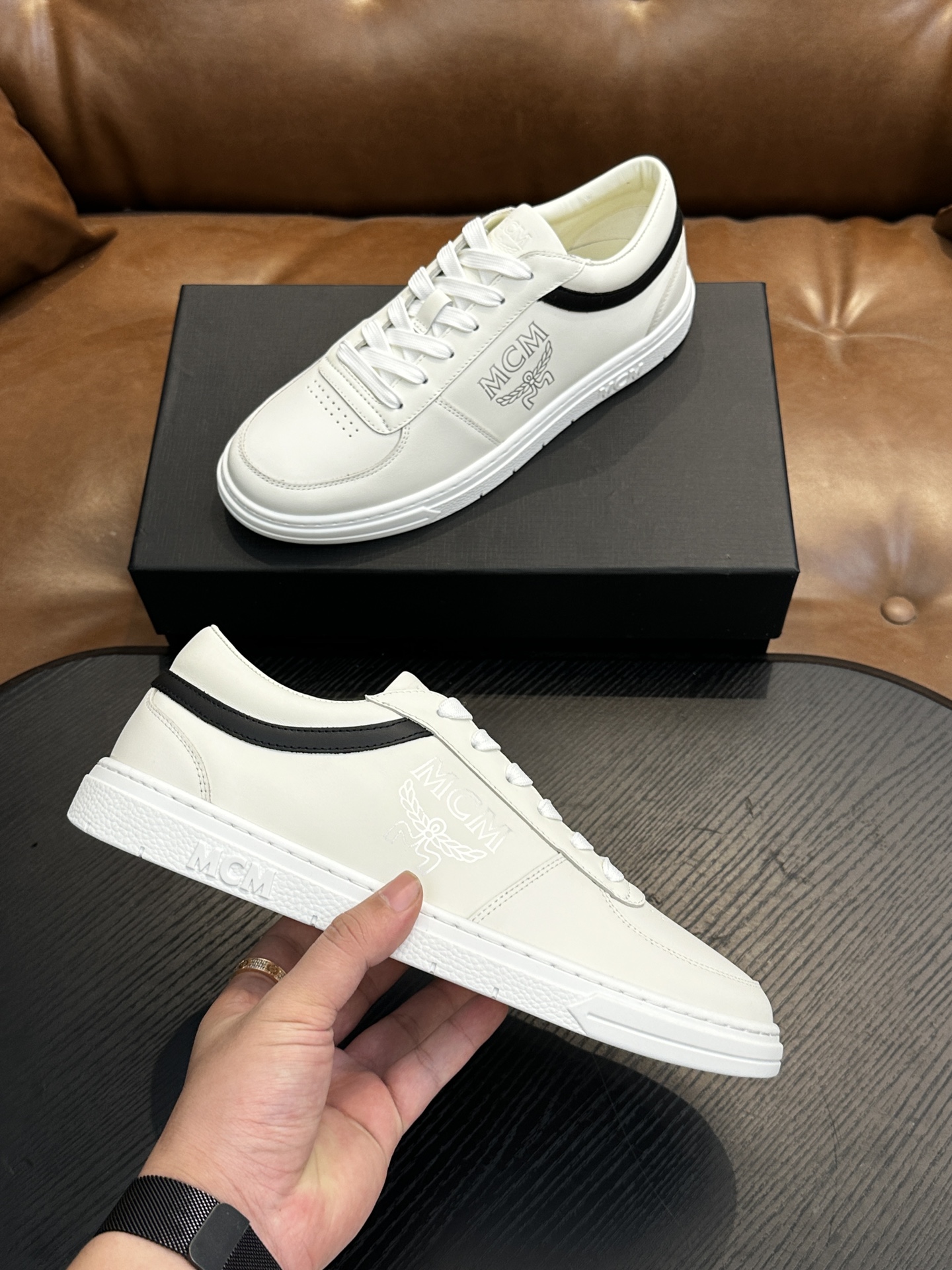 MCM Skystream Cubic Monogram Sneakers White/Black
