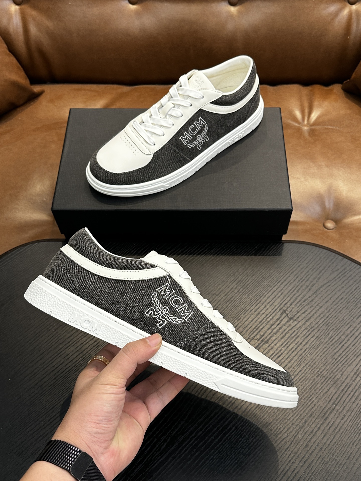 MCM Skystream Cubic Monogram Sneakers Grey