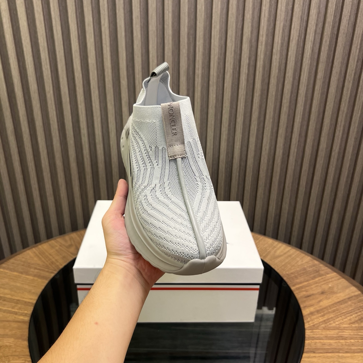 Moncler Knit Slip-On Sneakers White