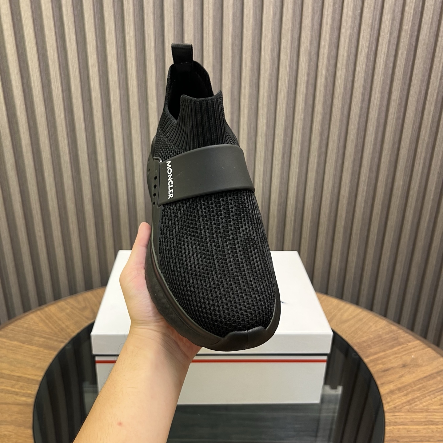 Moncler Knit Slip-On Sneakers Black