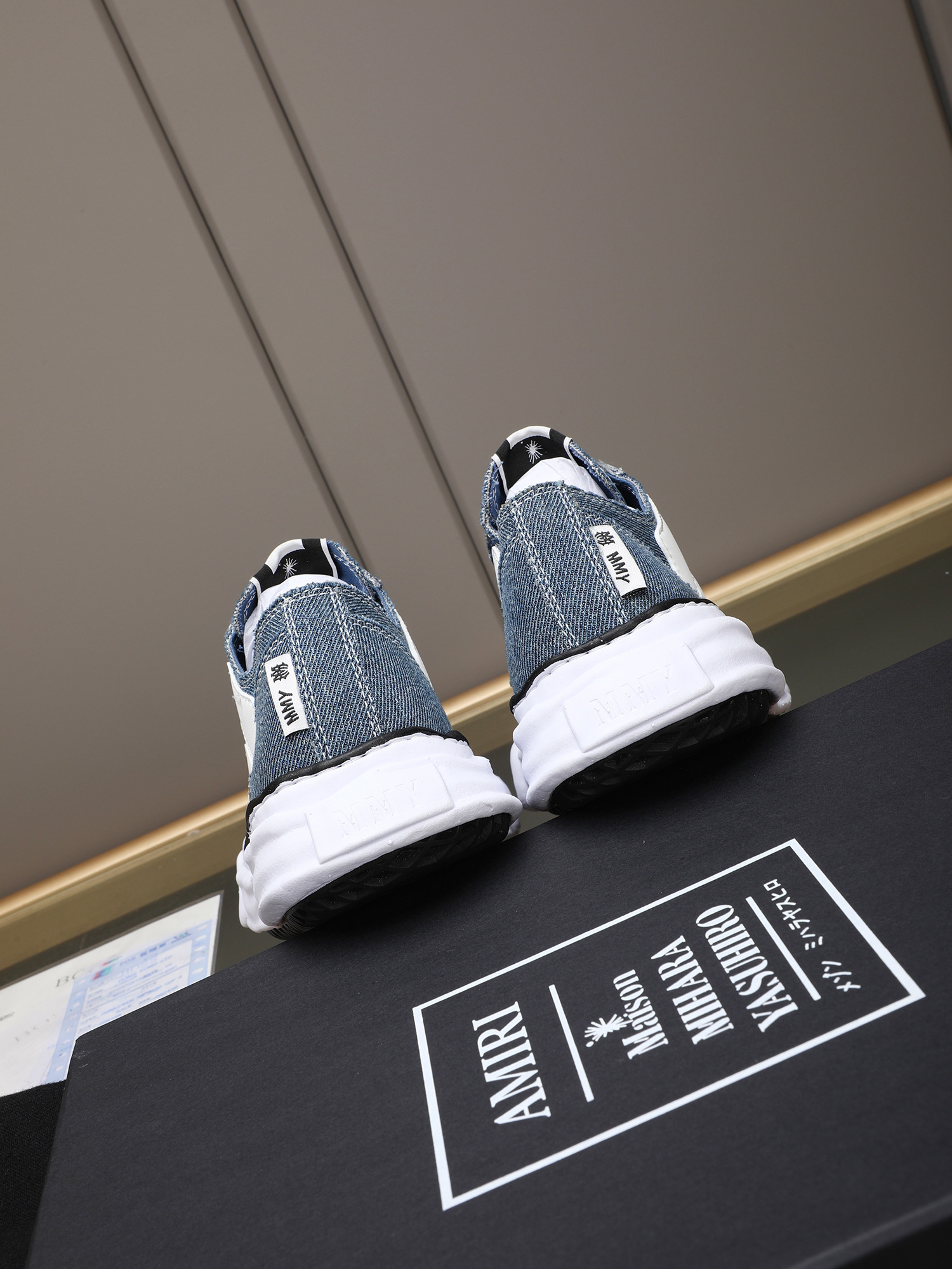 Maison Mihara Yasuhiro Bones Denim Sneakers Blue