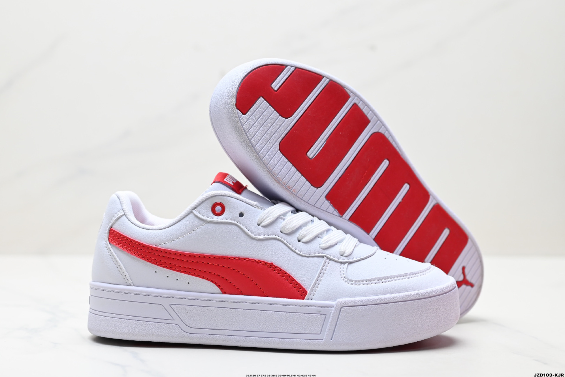 Puma Skye Leather Platform Sneakers White/Red