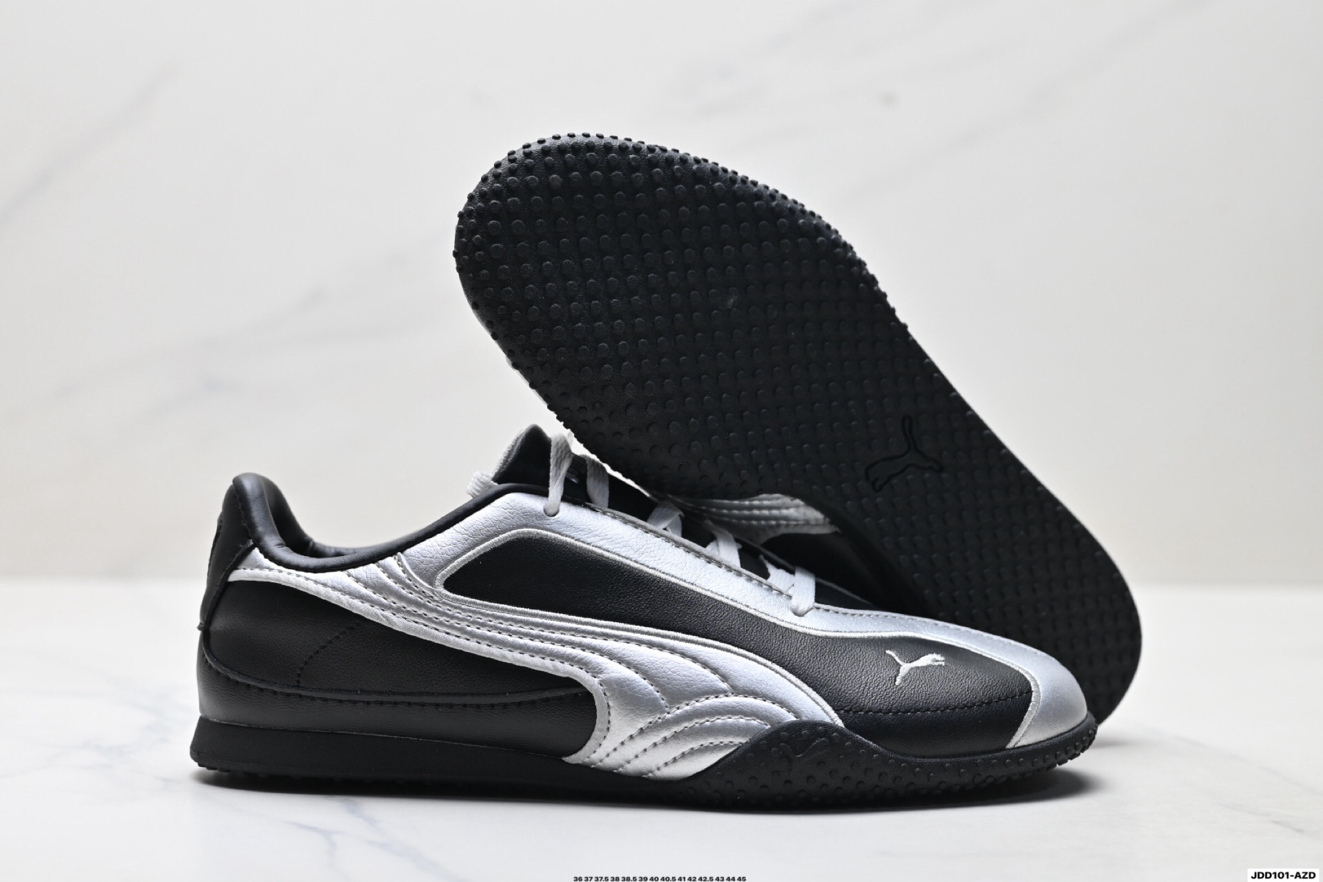 PUMA Bella V2 Leather Low-Top Trainers Black/Silver