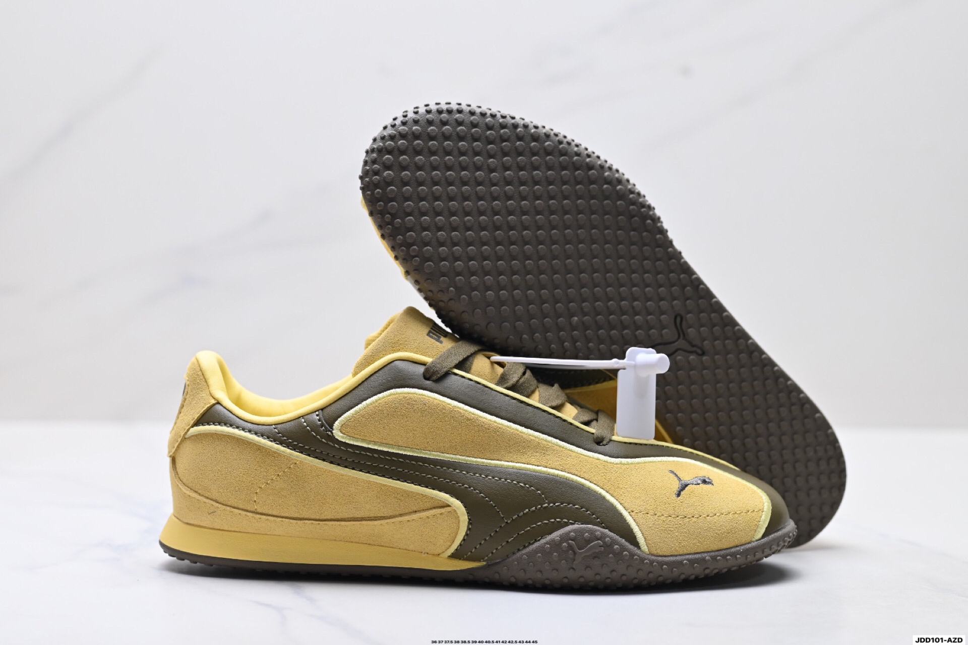 PUMA Bella V2 Leather Low-Top Trainer Yellow/Olive