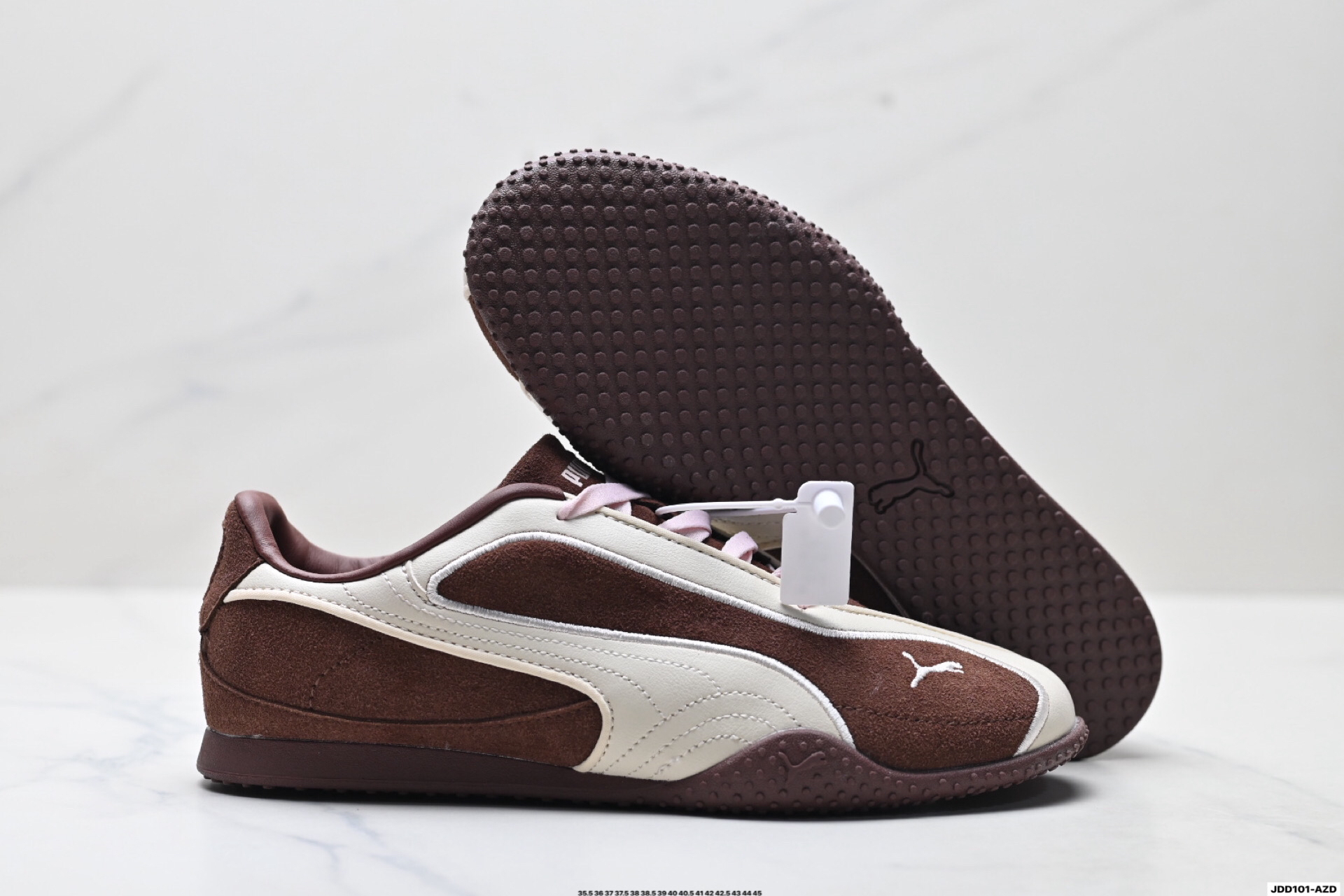 Puma Bella V2 Leather Trainers Brown/Cream