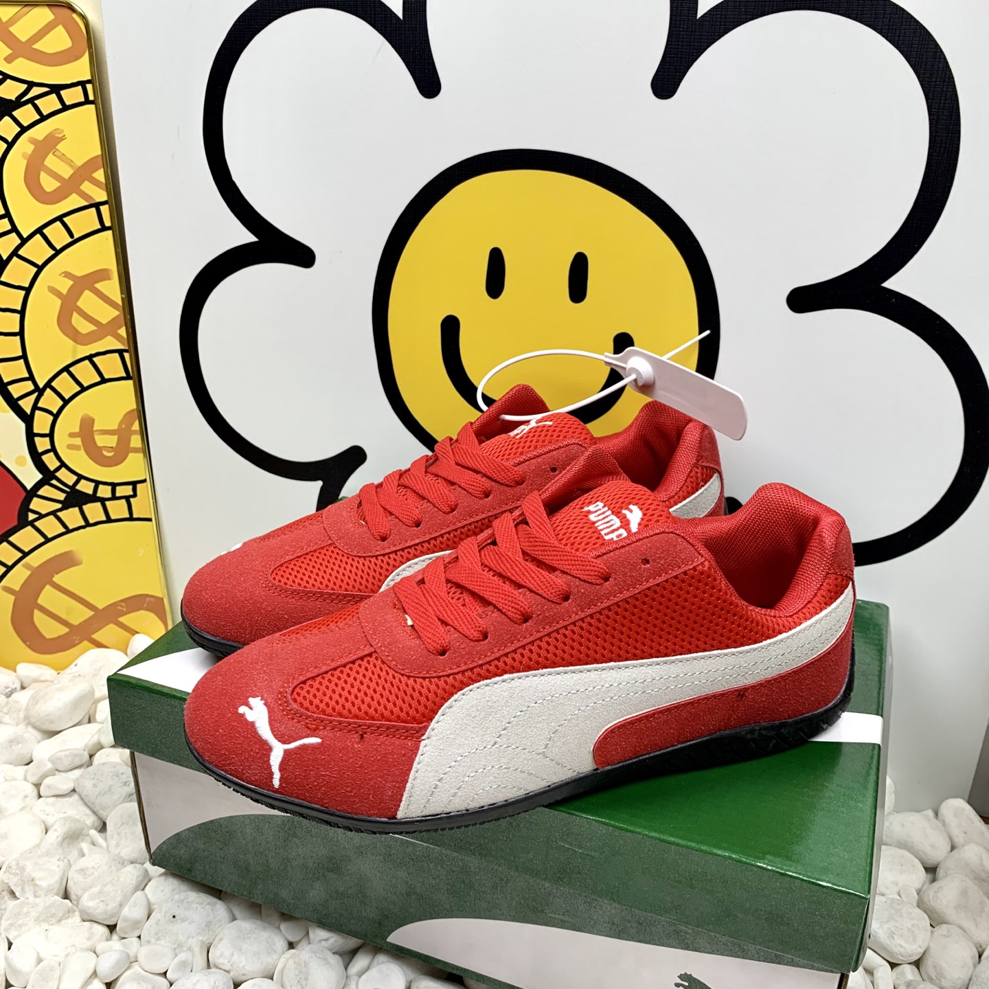 Puma Mesh Low-Top Sneakers Red/Gray