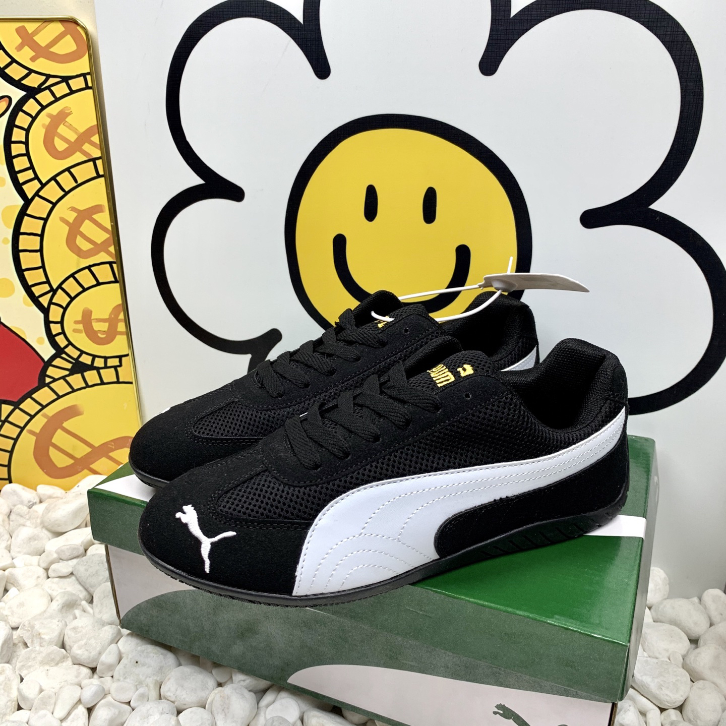Puma Mesh Low-Top Sneakers Black/White