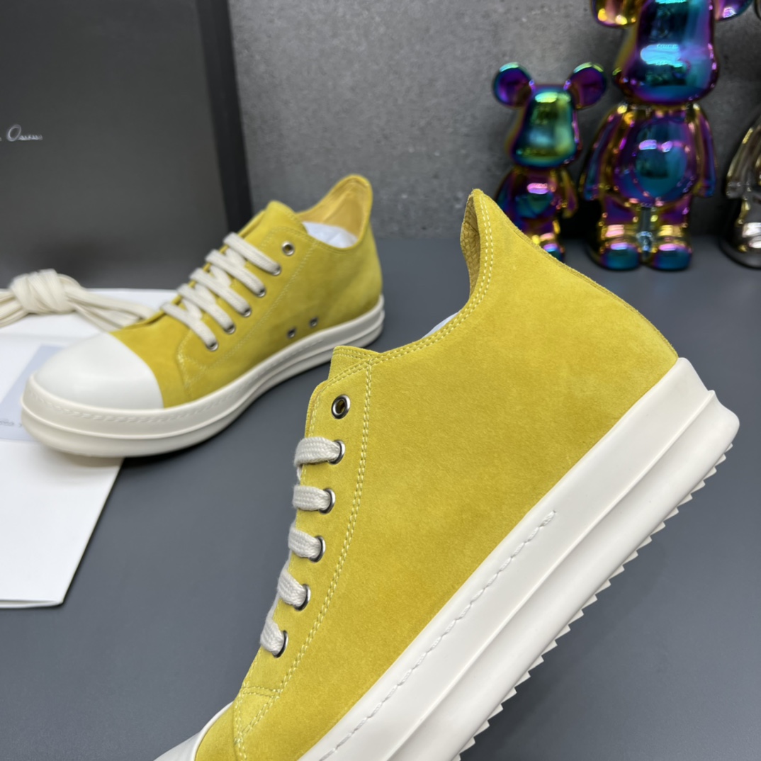 Rick Owens Suede Low-Top Sneakers Yellow