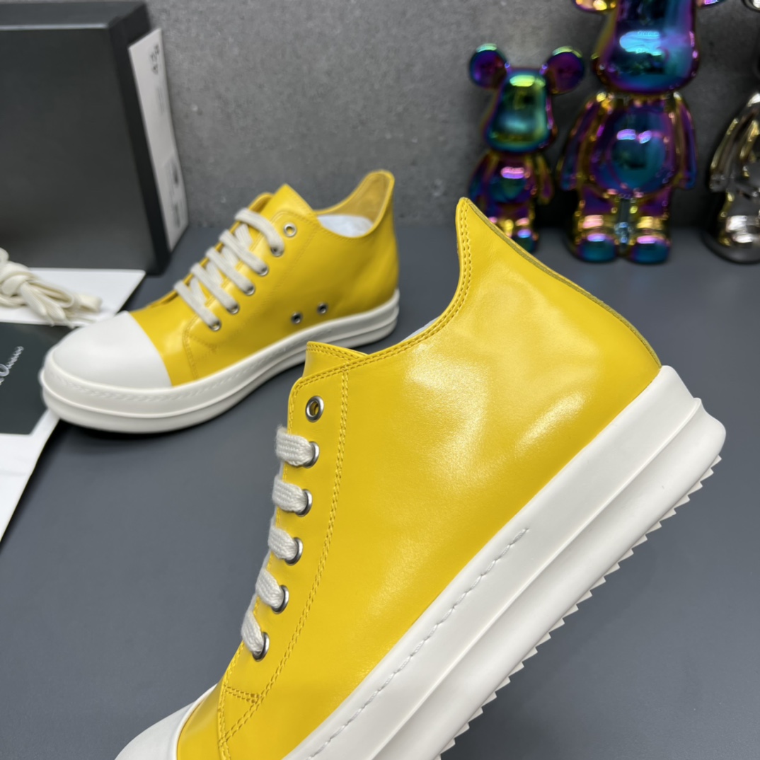 Rick Owens Low-Top Leather Sneakers Yellow