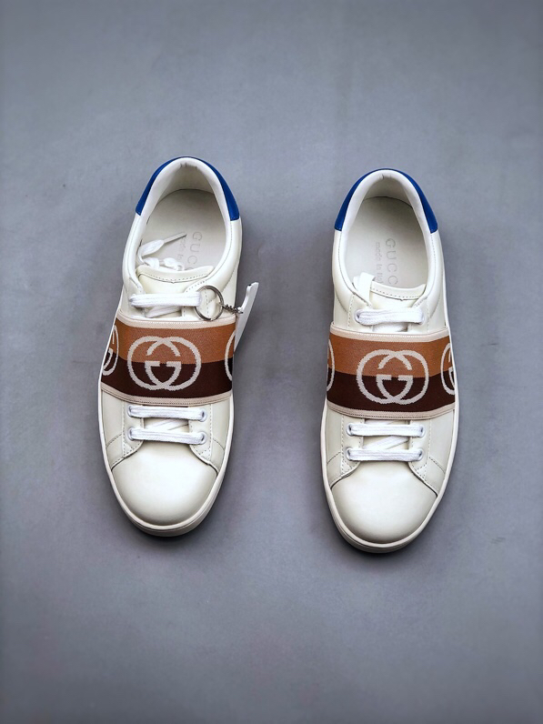 Gucci Logo Strap Low-Top Sneakers White/Blue