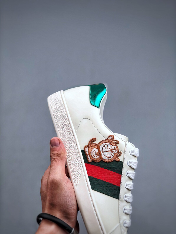 Gucci Ace Bee Leather Sneakers White/Green