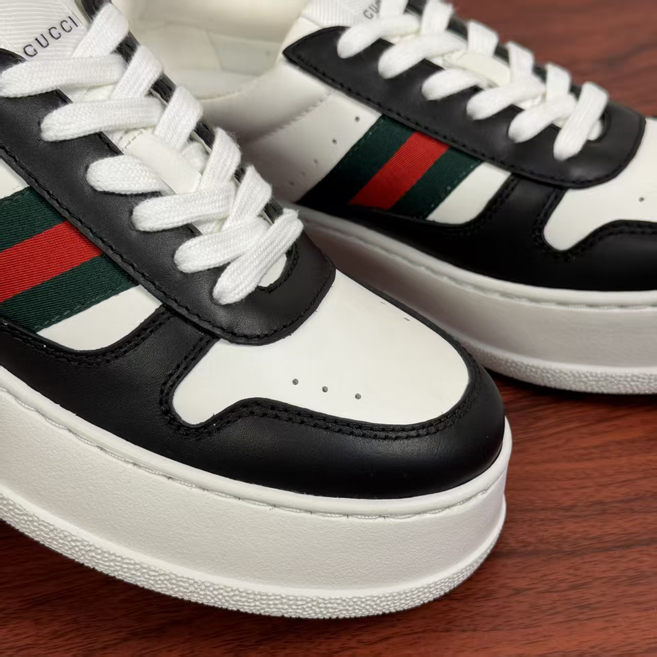 Gucci Web Stripe Platform Sneakers Black/White