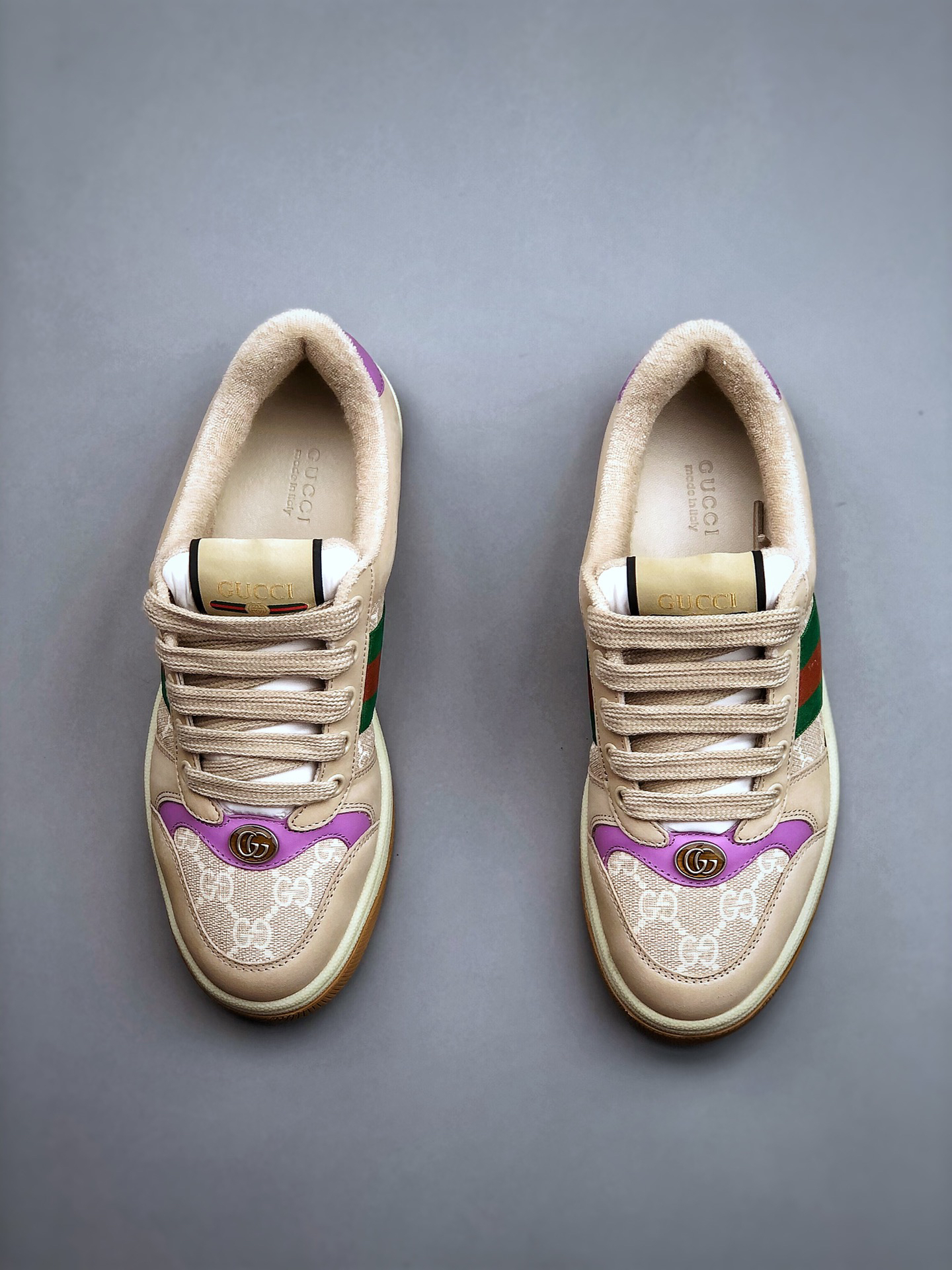 Gucci Distressed Screener Sneaker Beige