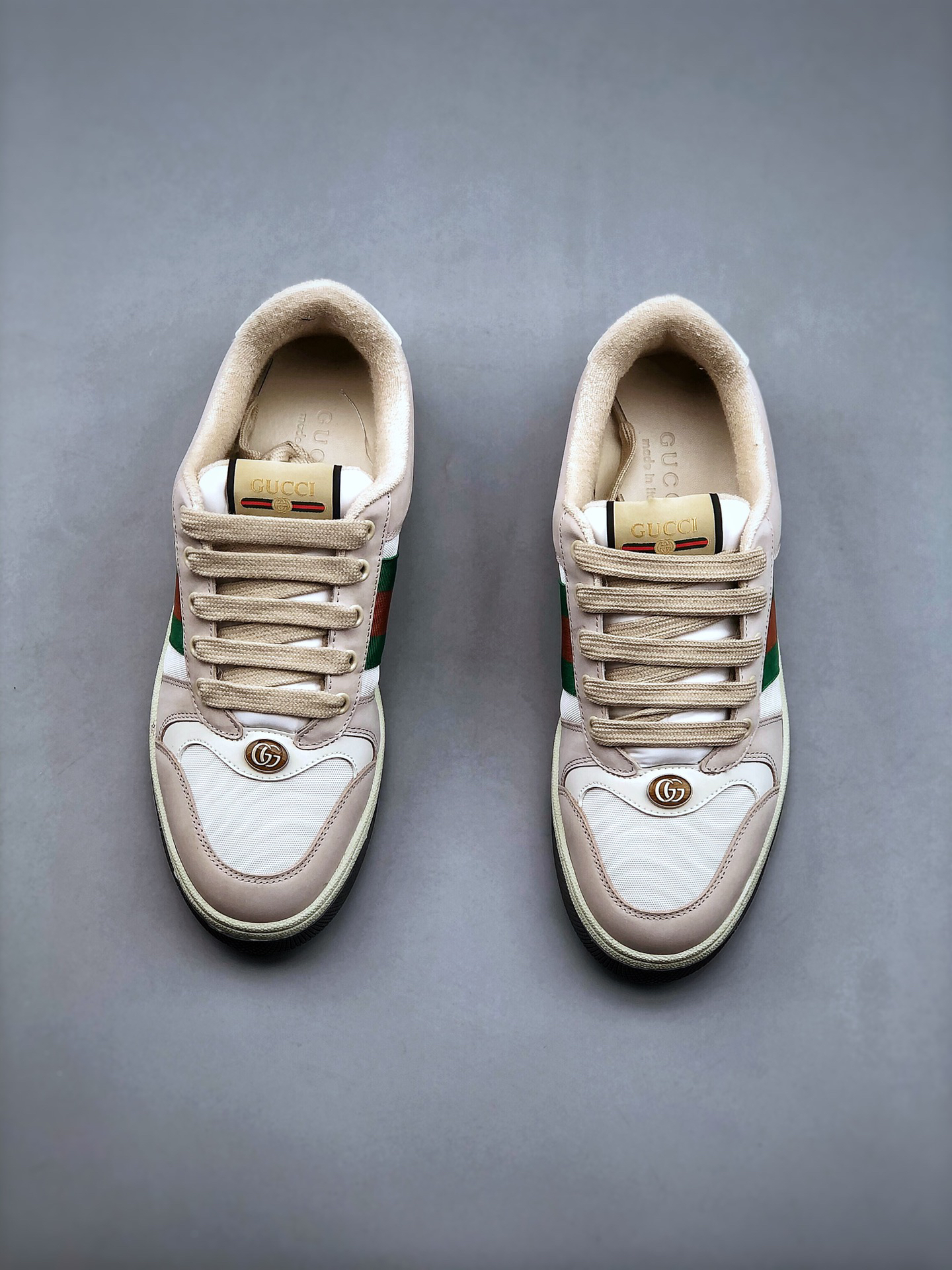 Gucci Distressed Screener Sneaker Beige