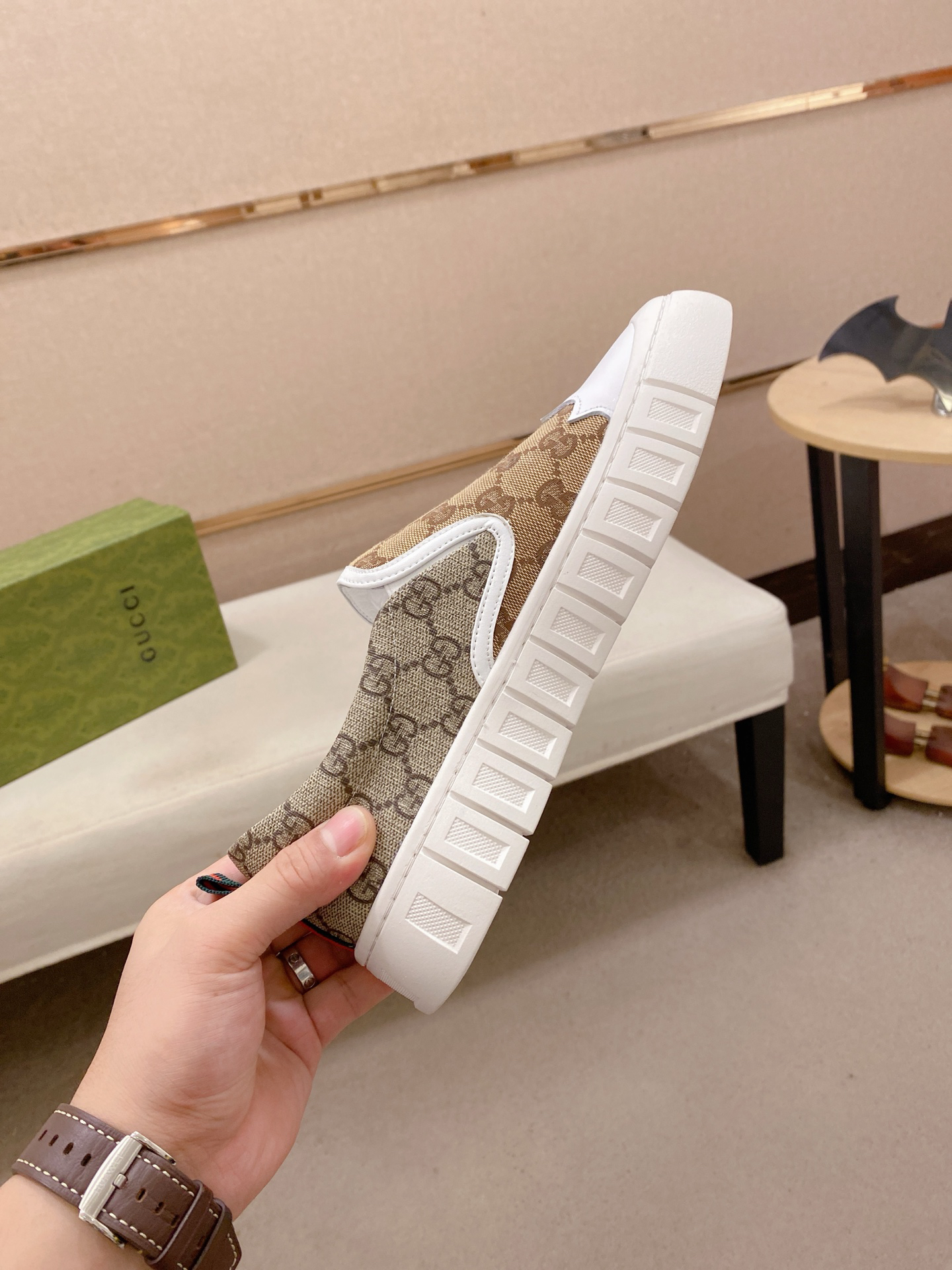 Gucci GG Slip-On Sneakers Khaki