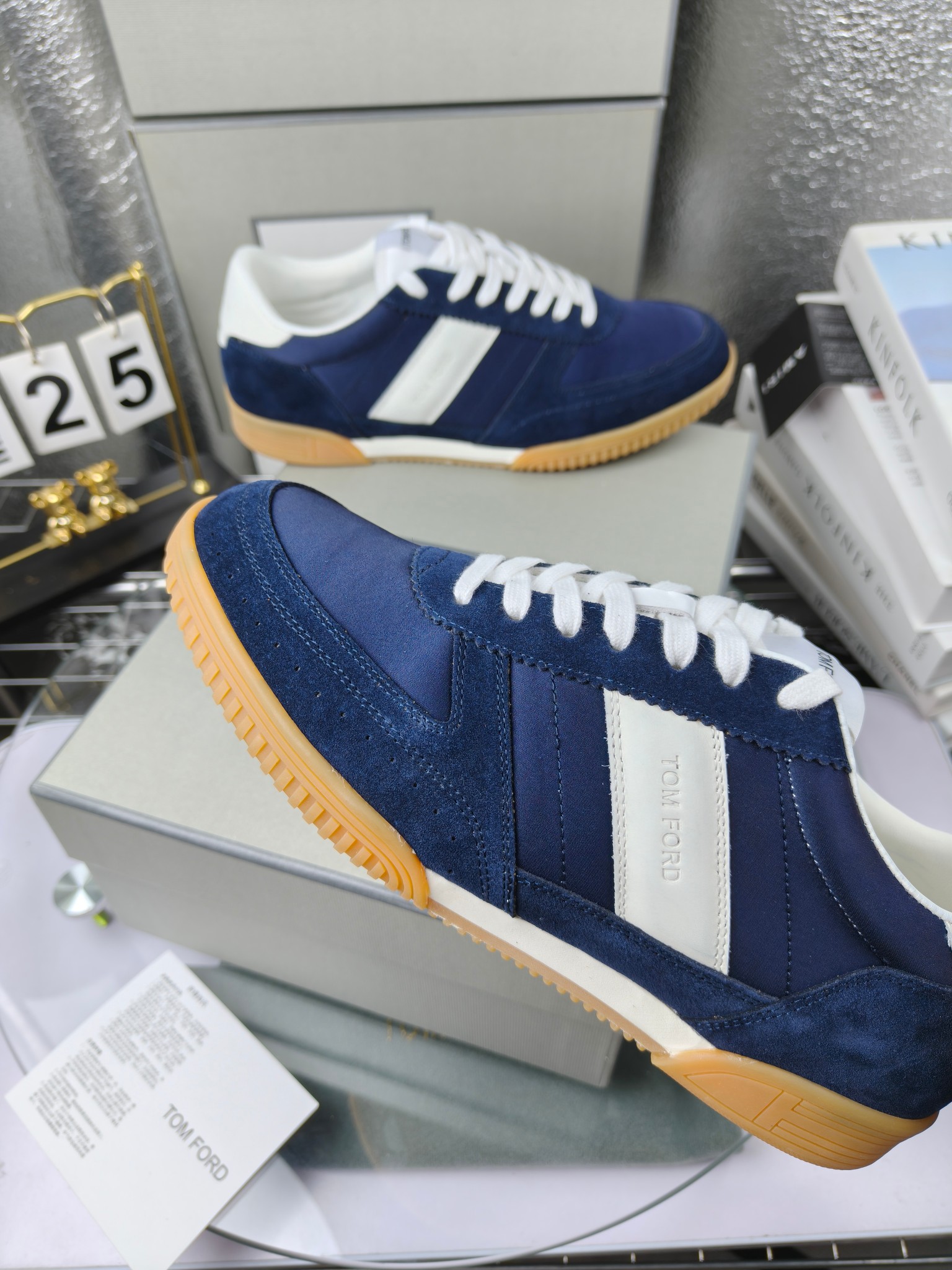 Tom Ford Retro Low-Top Sneakers Navy