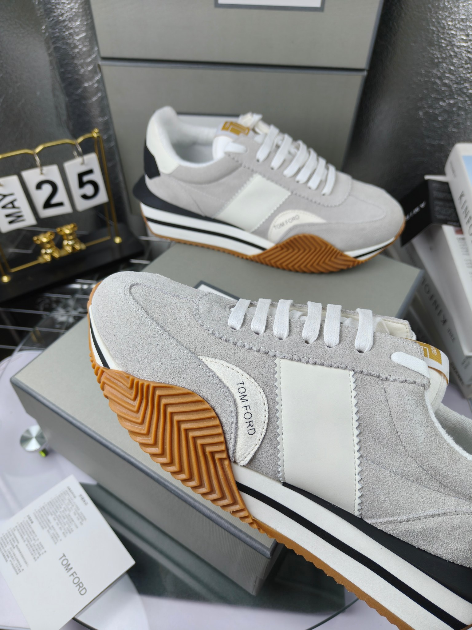 Tom Ford Retro Suede Sneakers Grey
