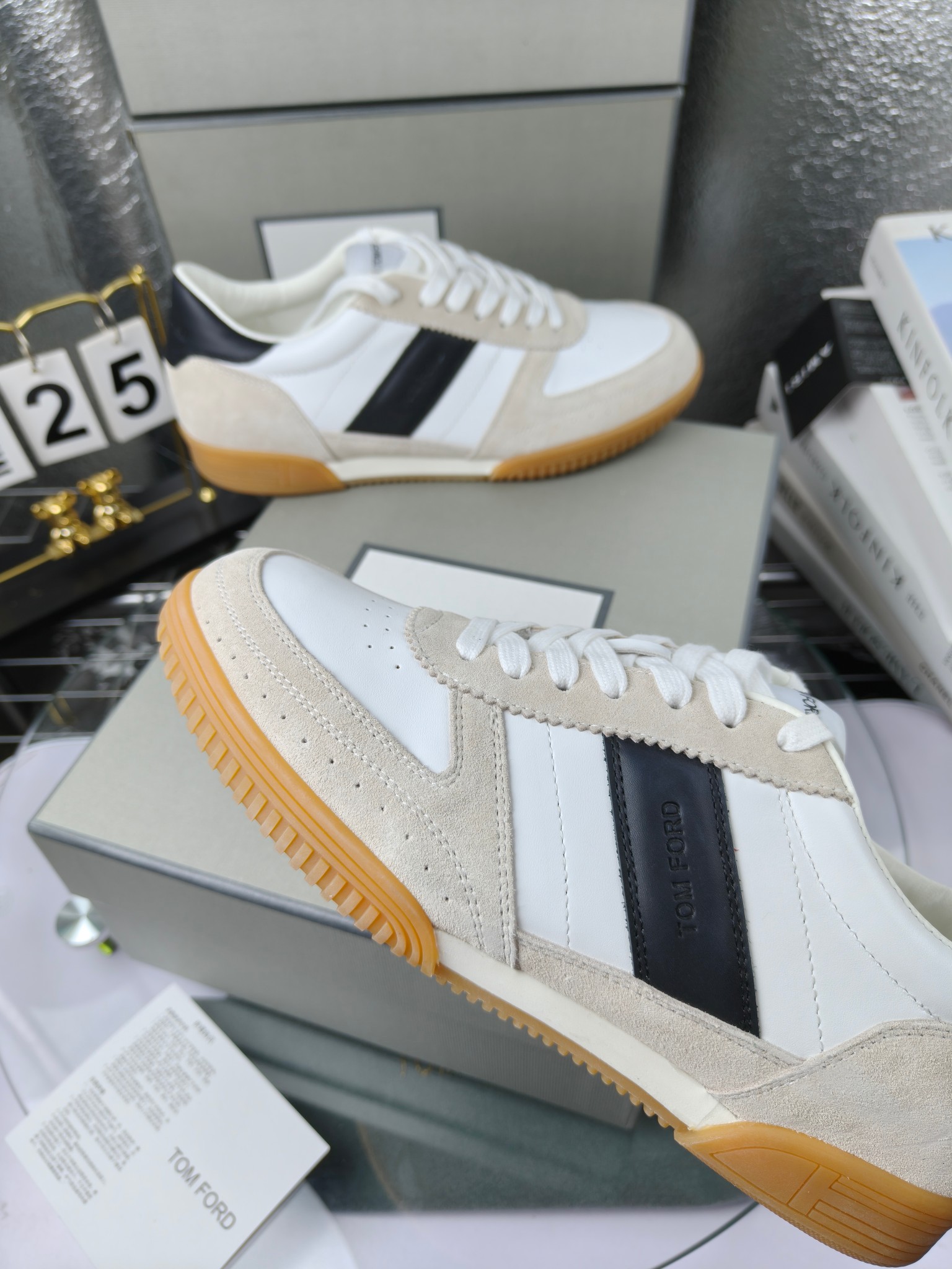 Tom Ford Leather Suede Sneakers Multi-color