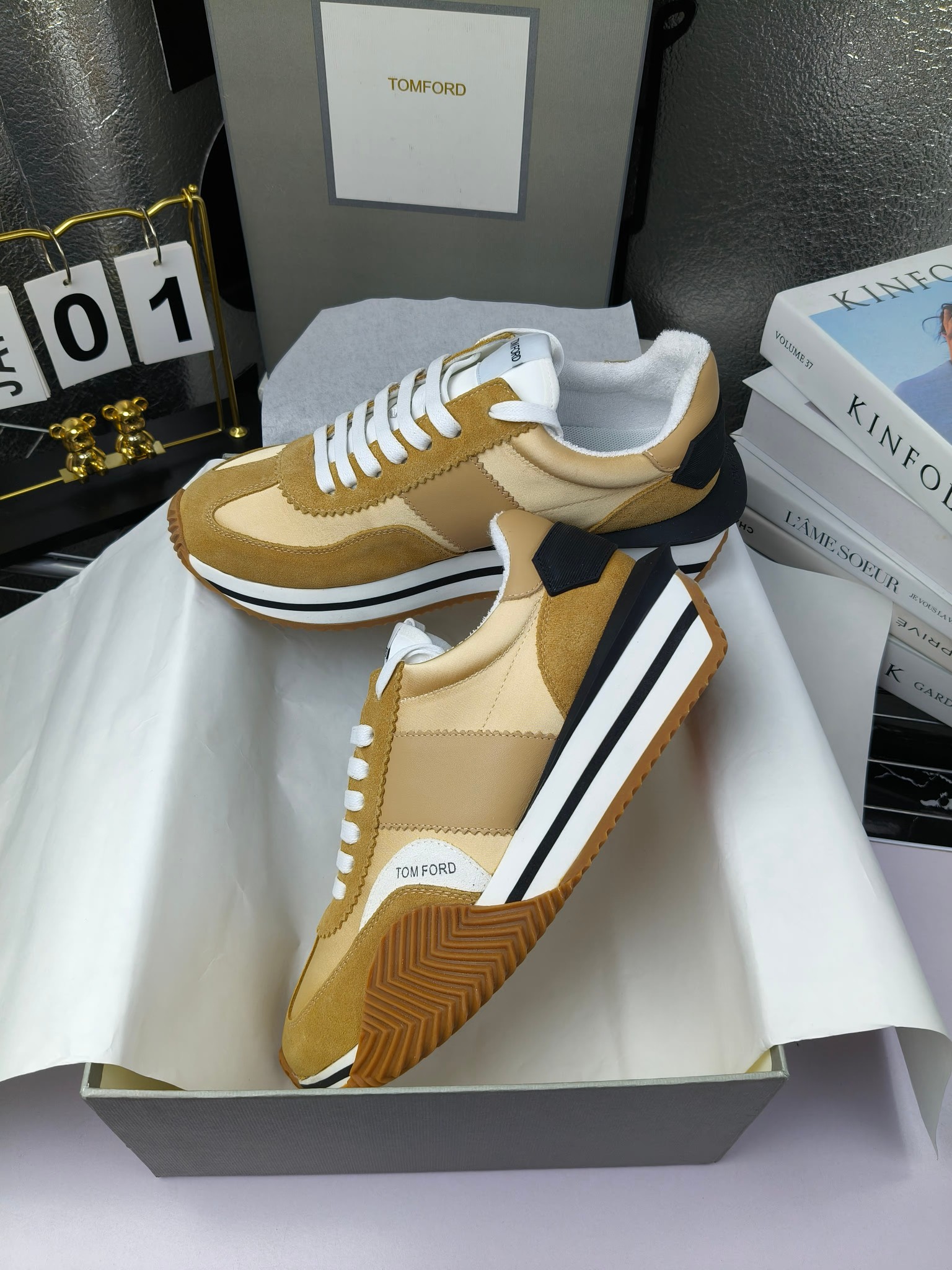 Tom Ford Retro Lift Sneakers Beige