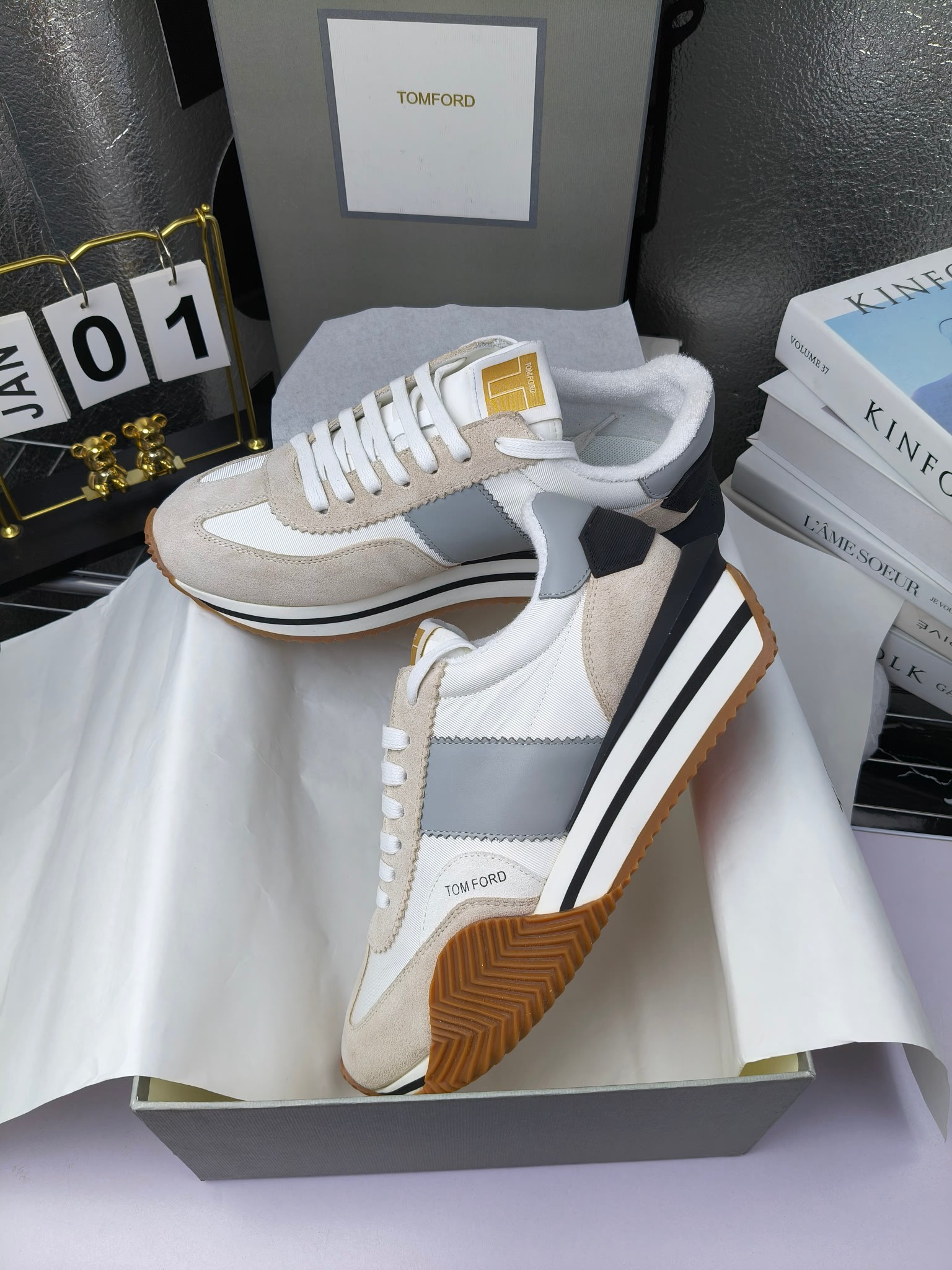 Tom Ford Retro Lift Sneakers White/Gray