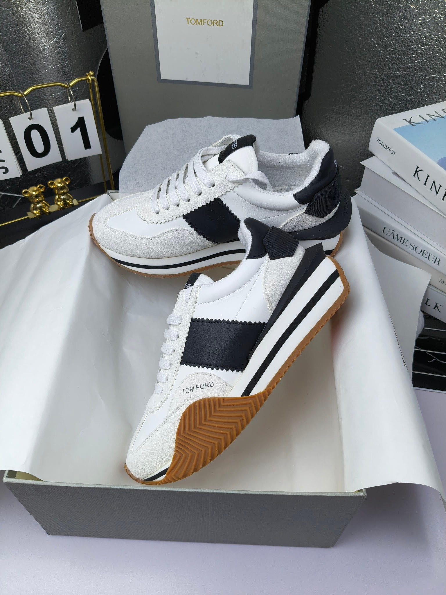 Tom Ford Retro Platform Sneakers White Black